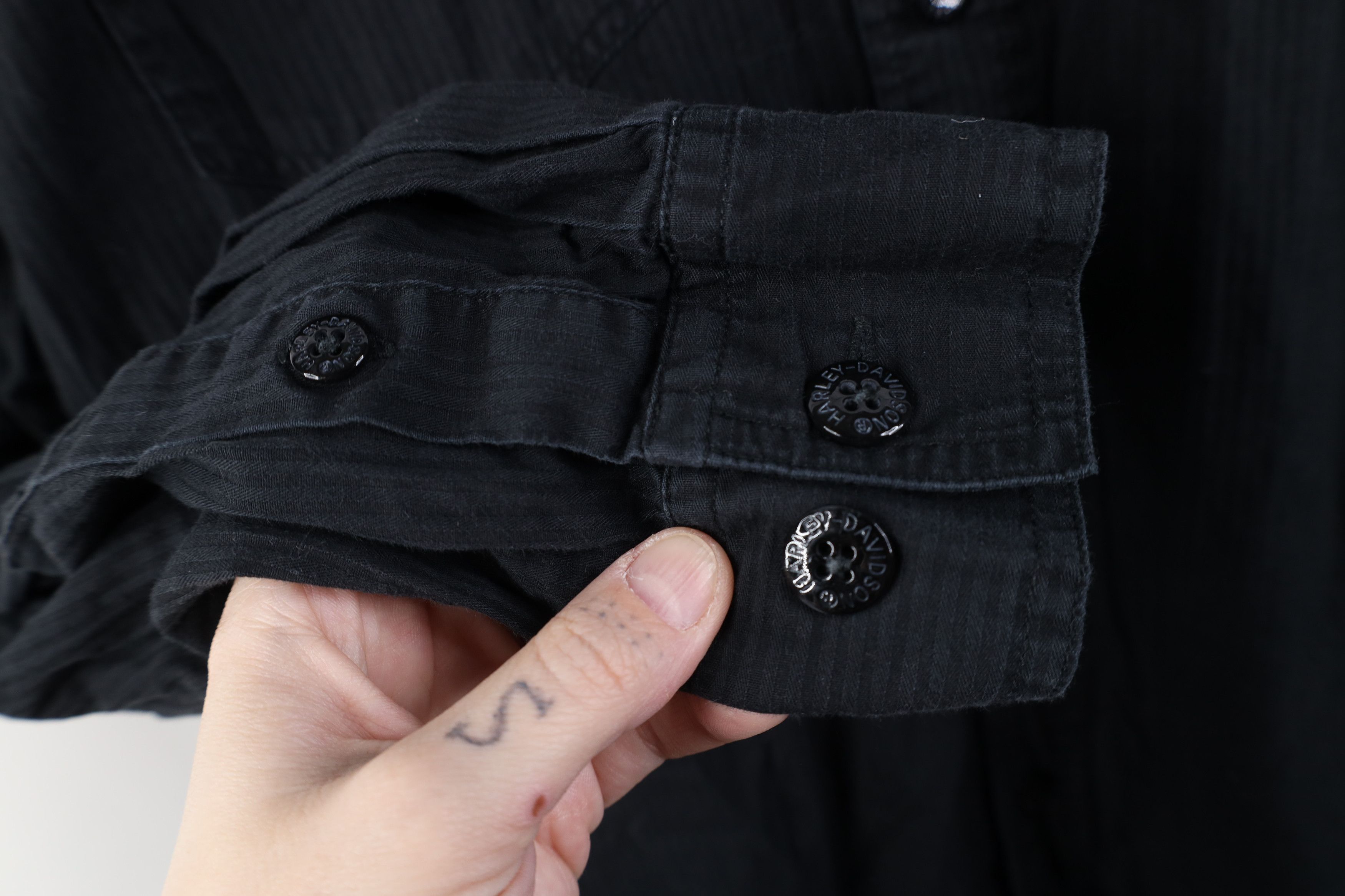 Harley Davidson Vintage Harley Davidson Spell Out Striped Button Shirt Black Size US M / EU 48-50 / 2 - 7 Thumbnail
