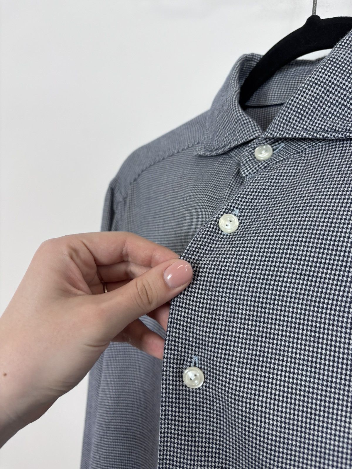 Eton Eton Men’s Navy Blue White Long Sleeve Shirt Houndstooth Size US S / EU 44-46 / 1 - 5 Thumbnail