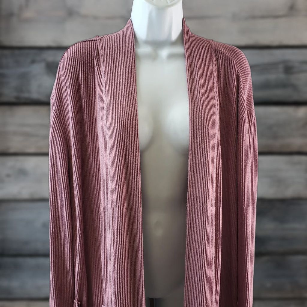 Vintage Dolan Womens Cardigan XL Purple Solid Ribbed Rayon Blend Open Front Sweater Size XL / US 12-14 / IT 48-50 - 1 Thumbnail