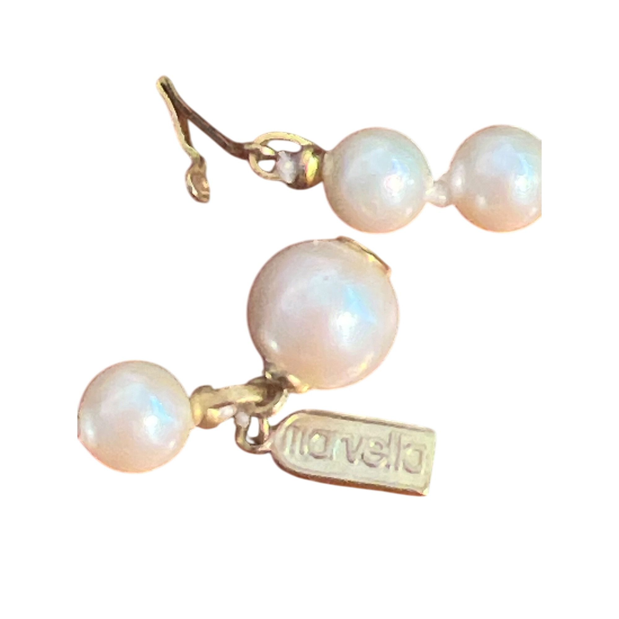 Other Vintage Marvella Faux Pearl Necklace Knotted Between Gold To Size ONE SIZE - 4 Thumbnail