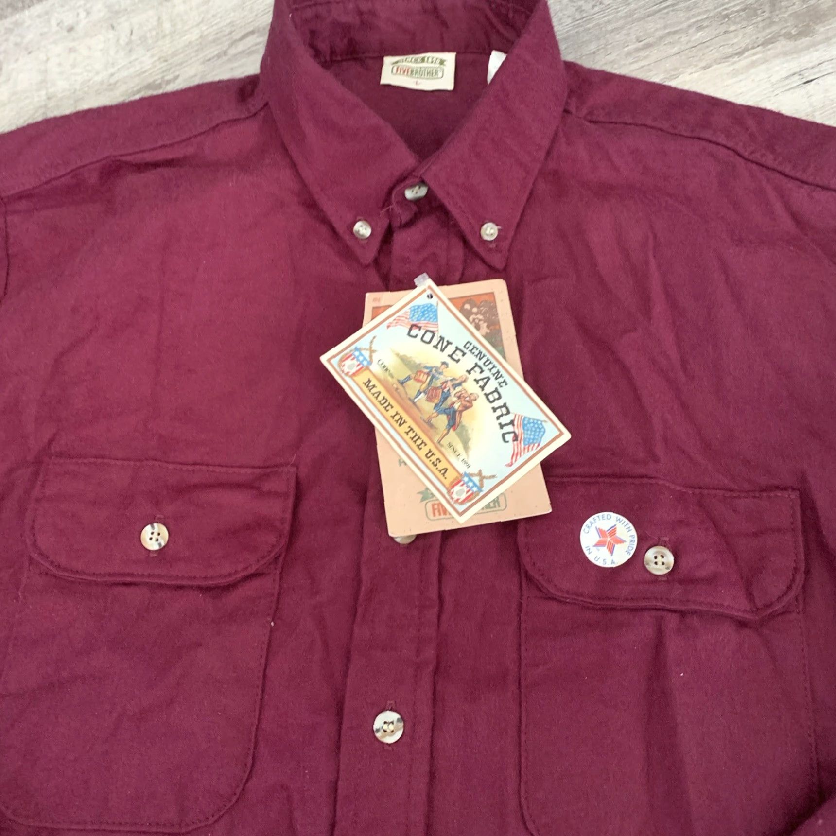 Vintage VINTAGE Five Brother Chamois Shirt Mens Large Heavyweight Flannel Wine USA NEW Size US L / EU 52-54 / 3 - 3 Thumbnail