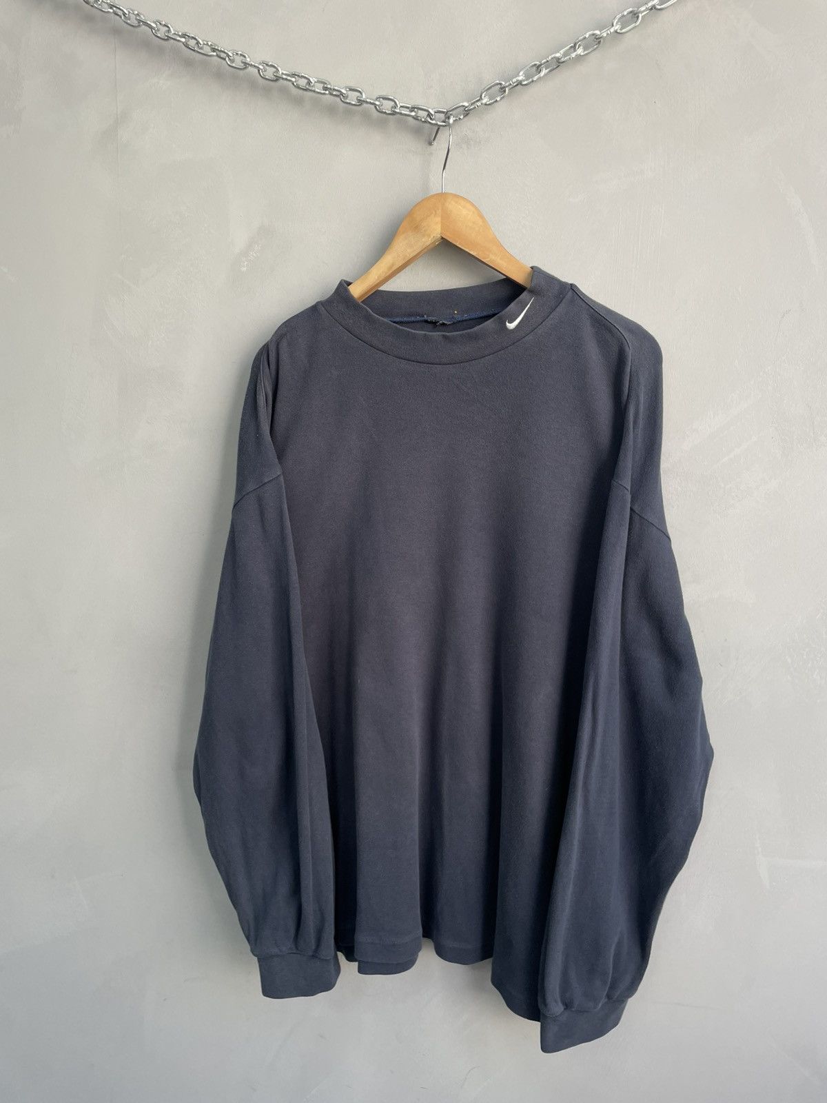 Nike Nike retro swoosh drill y2k cotton turtle neck sweatshirt Size US L / EU 52-54 / 3 - 2 Thumbnail