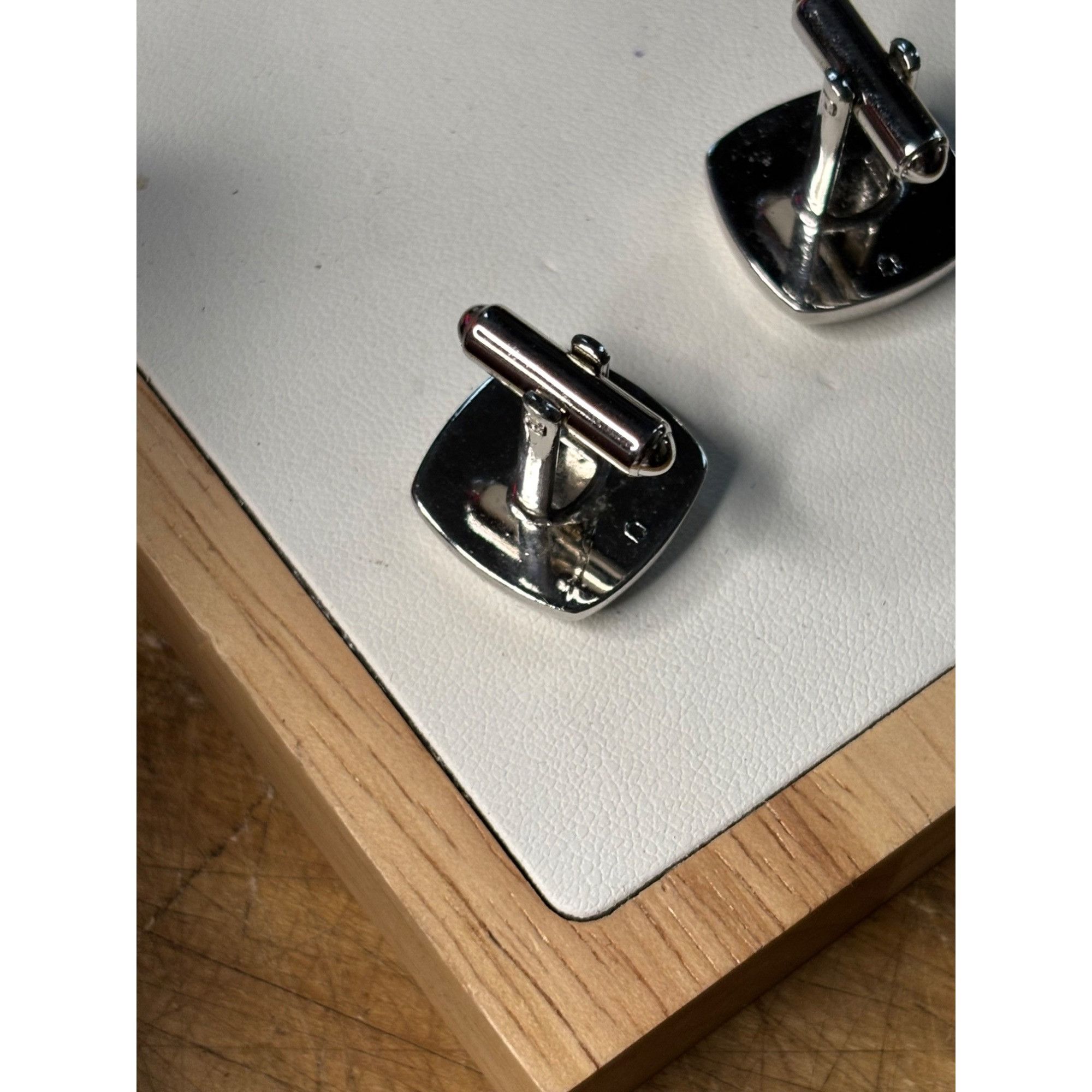 Other Silver & Black Round Cufflinks With Polished Finish & Swivel Size ONE SIZE - 8 Thumbnail