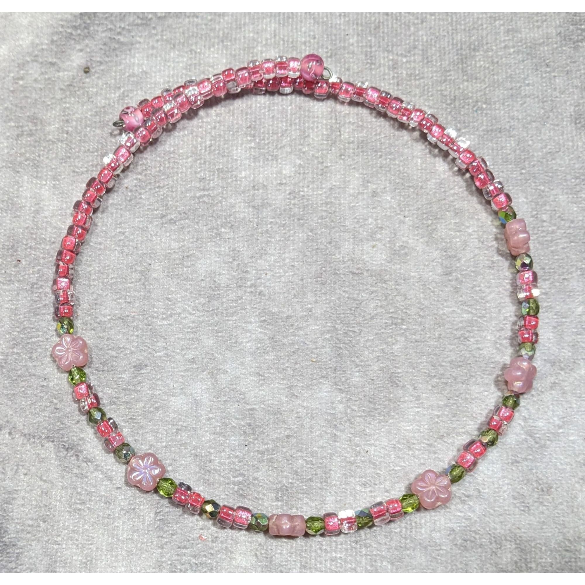 Other Fairycore Coquette Pink And Green Floral Handmade Glass Coil Size ONE SIZE - 4 Thumbnail