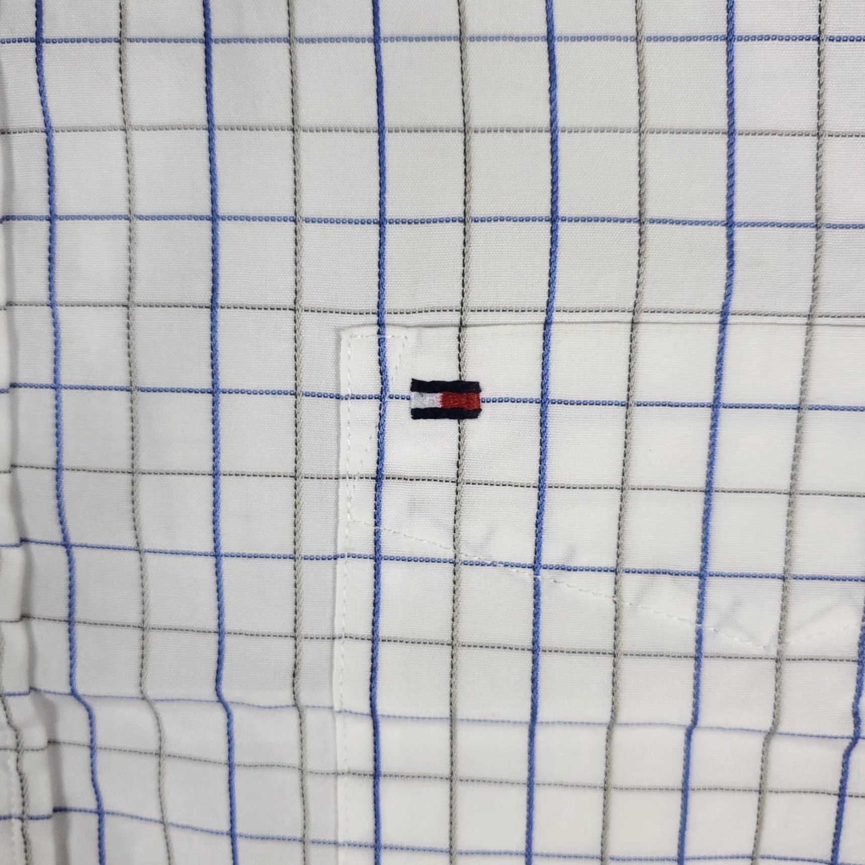 Tommy Hilfiger Tommy Hilfiger Check Button-Up Shirt Men's Large White Custom Fit Regular Sleeve Size US L / EU 52-54 / 3 - 2 Thumbnail