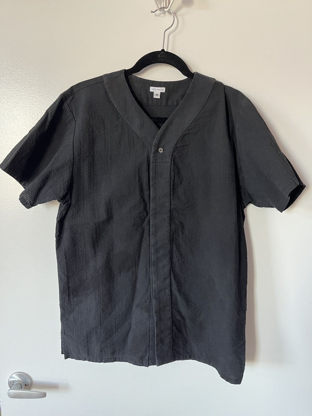 Post imperial Baseball shirt black Seersucker medium