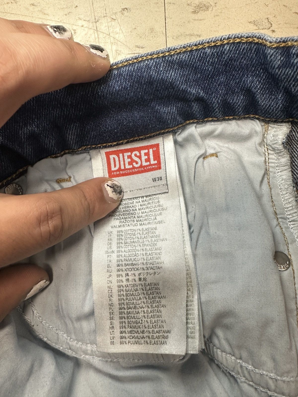 Diesel Skinny Blue Denim Jeans Button Logo Pockets Men