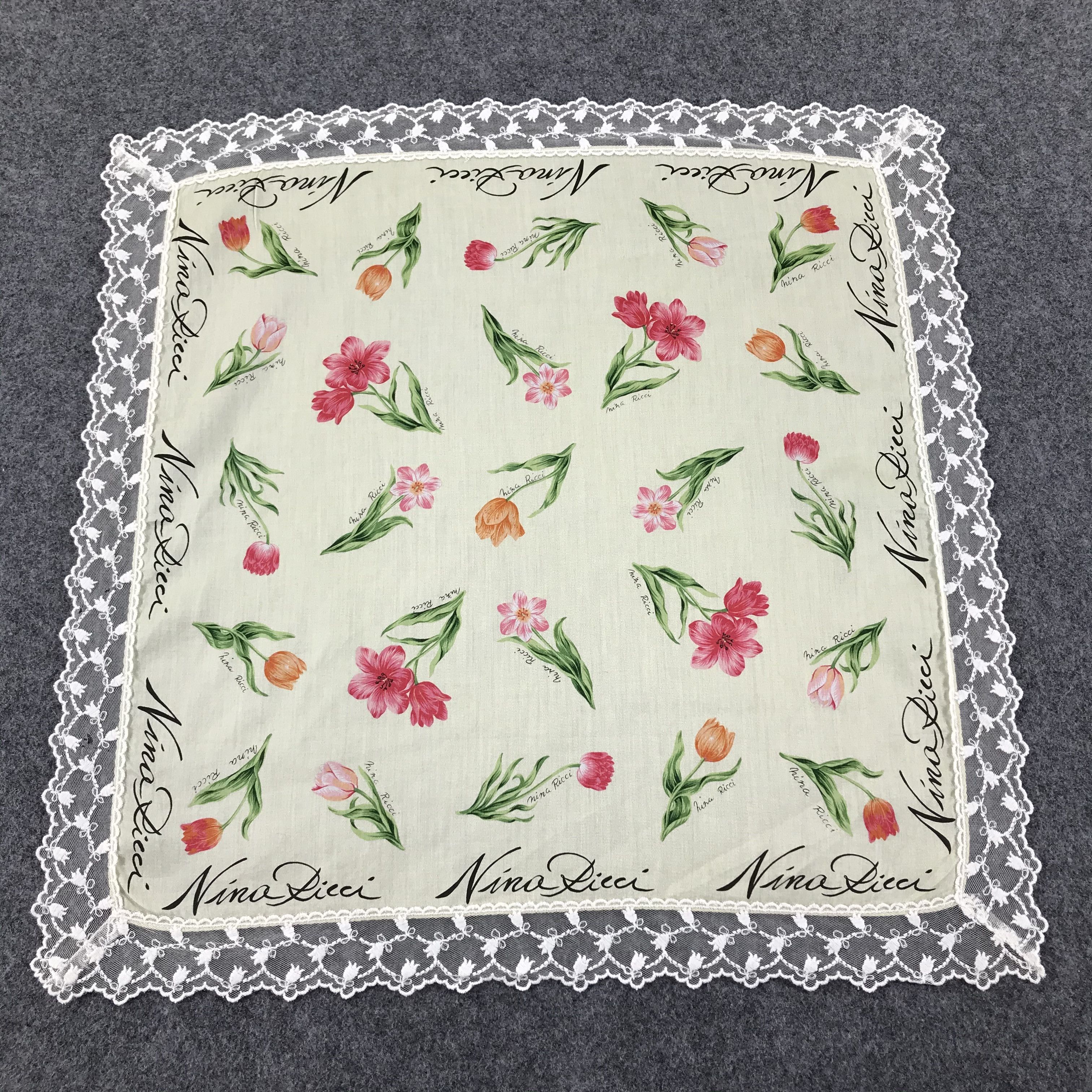 Nina Ricci Nina Ricci Floral Handkerchief Neckerchief Bandana H387 Size ONE SIZE - 1 Thumbnail