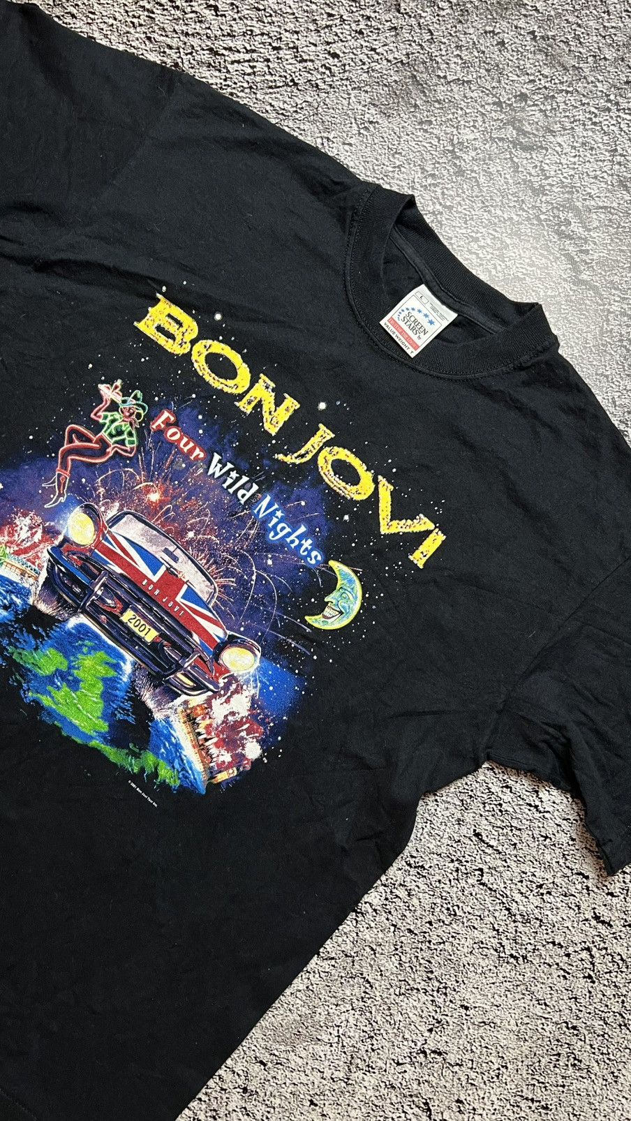 Vintage 2001 Bon Jovi four wild nights tour screen stars t shirt Size US L / EU 52-54 / 3 - 3 Thumbnail