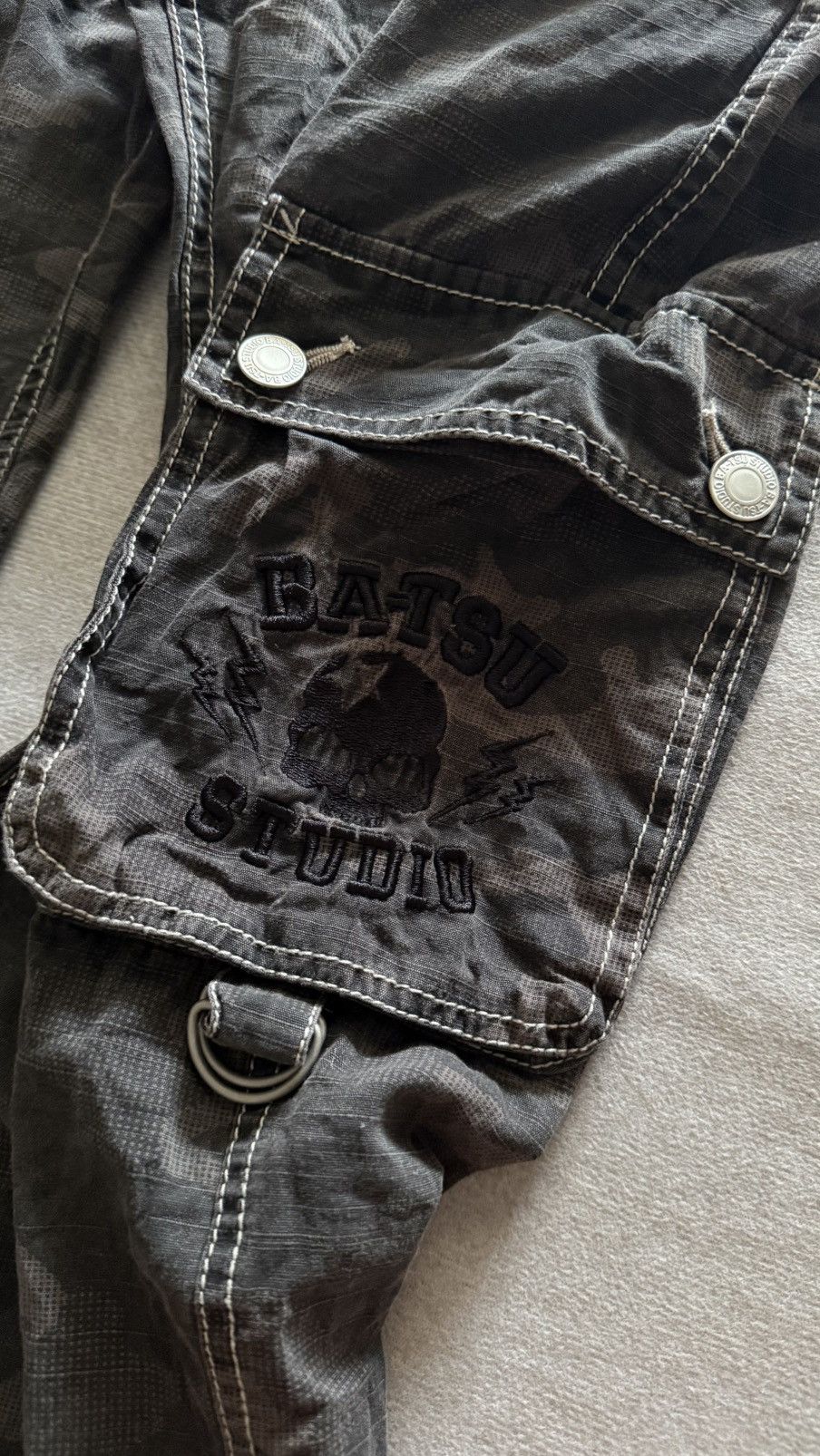 Japanese Brand Rare Ba-Tsu Studio Skull Embroidery Camo Tactical Pants Size US 28 / EU 44 - 4 Thumbnail