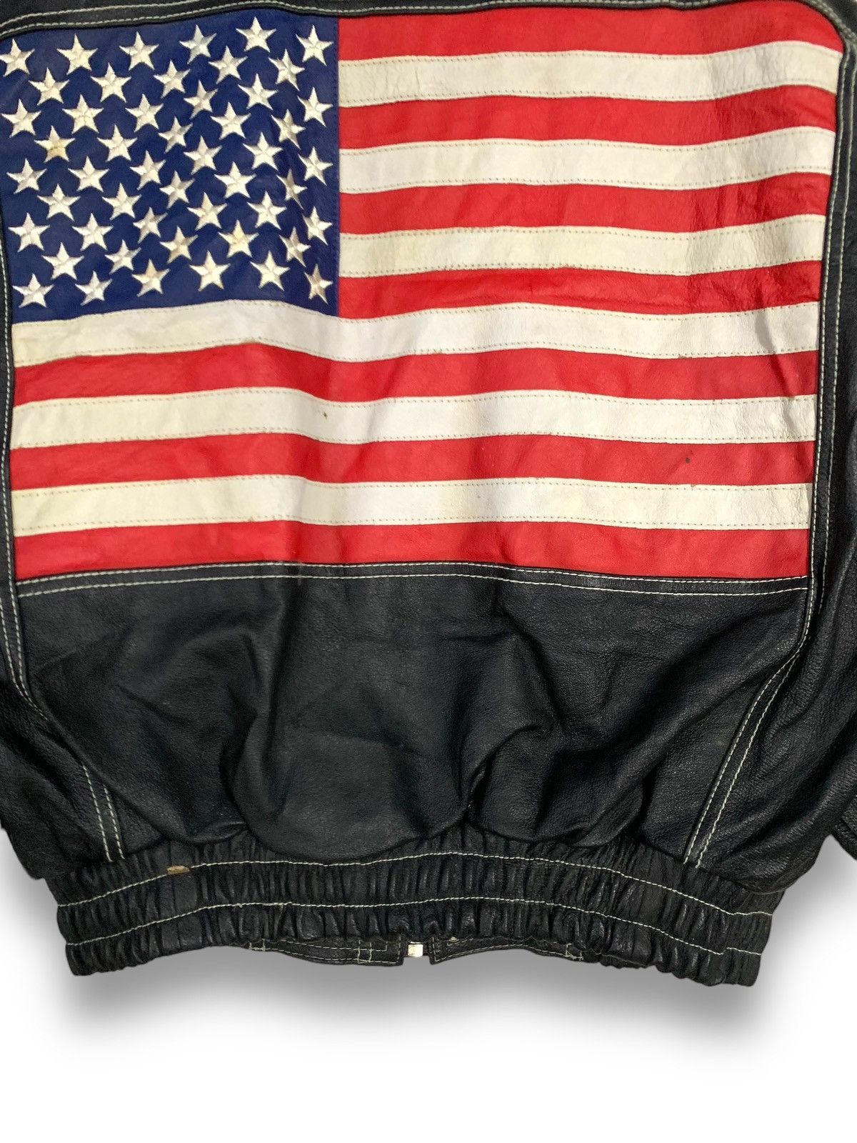 Other Vintage Human Being USA Flag Real Leather Bomber Jacket Size US M / EU 48-50 / 2 - 7 Thumbnail