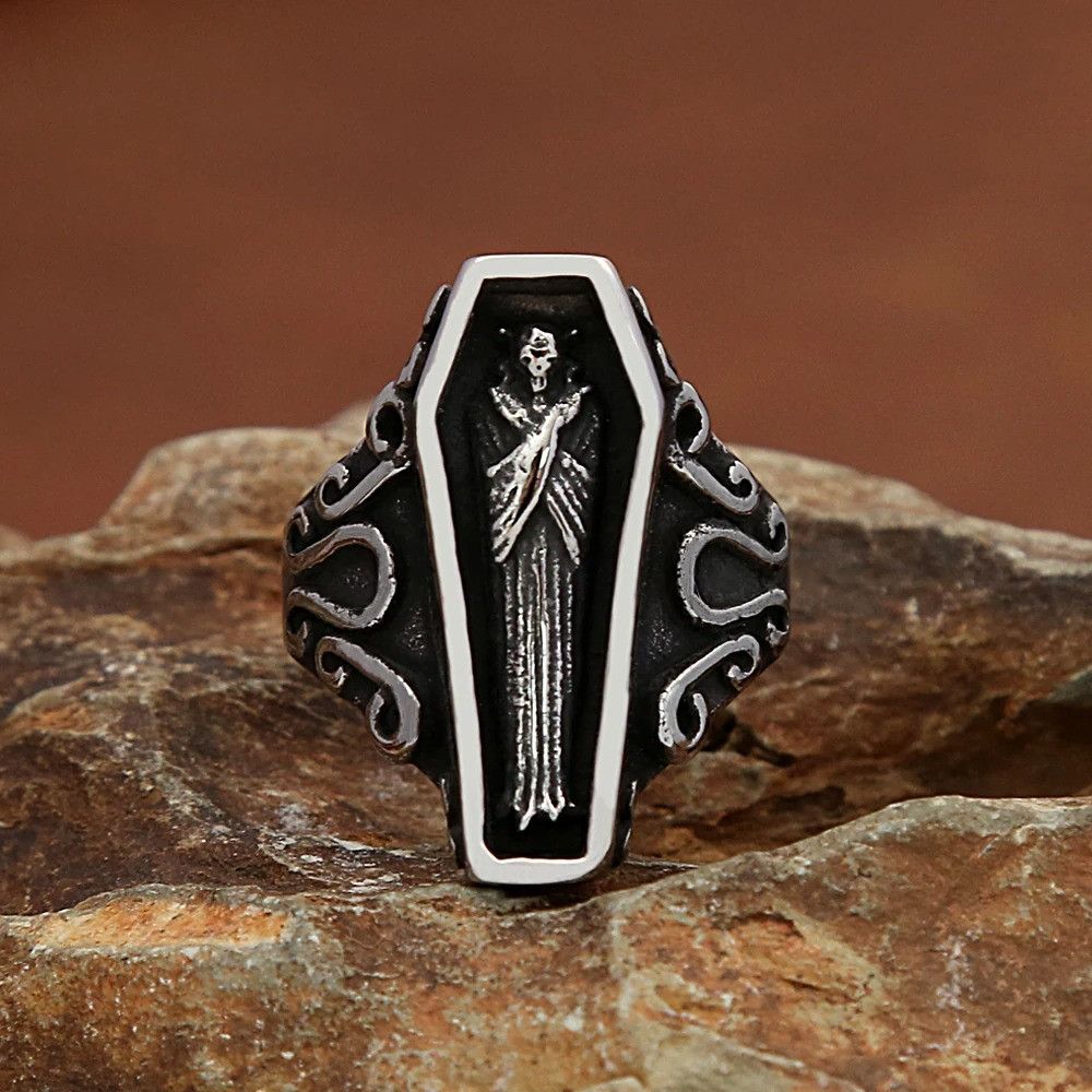 Vintage Retro Unique Vampire Skull Ring Size ONE SIZE - 4 Thumbnail