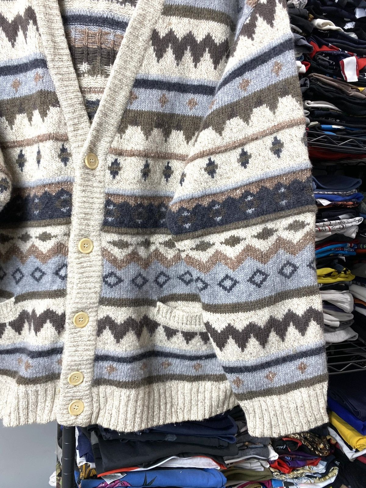 Vintage Rare! Vintage 80’s Knit Pattern Cardigan Sweater Travis Size US M / EU 48-50 / 2 - 4 Thumbnail
