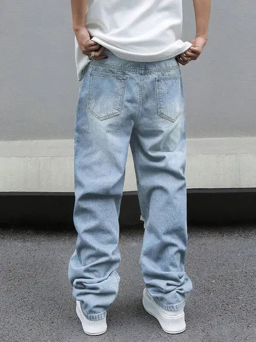 Jean Distressed Baggy Denim Jeans Ripped Size US 36 / EU 52 - 4 Thumbnail