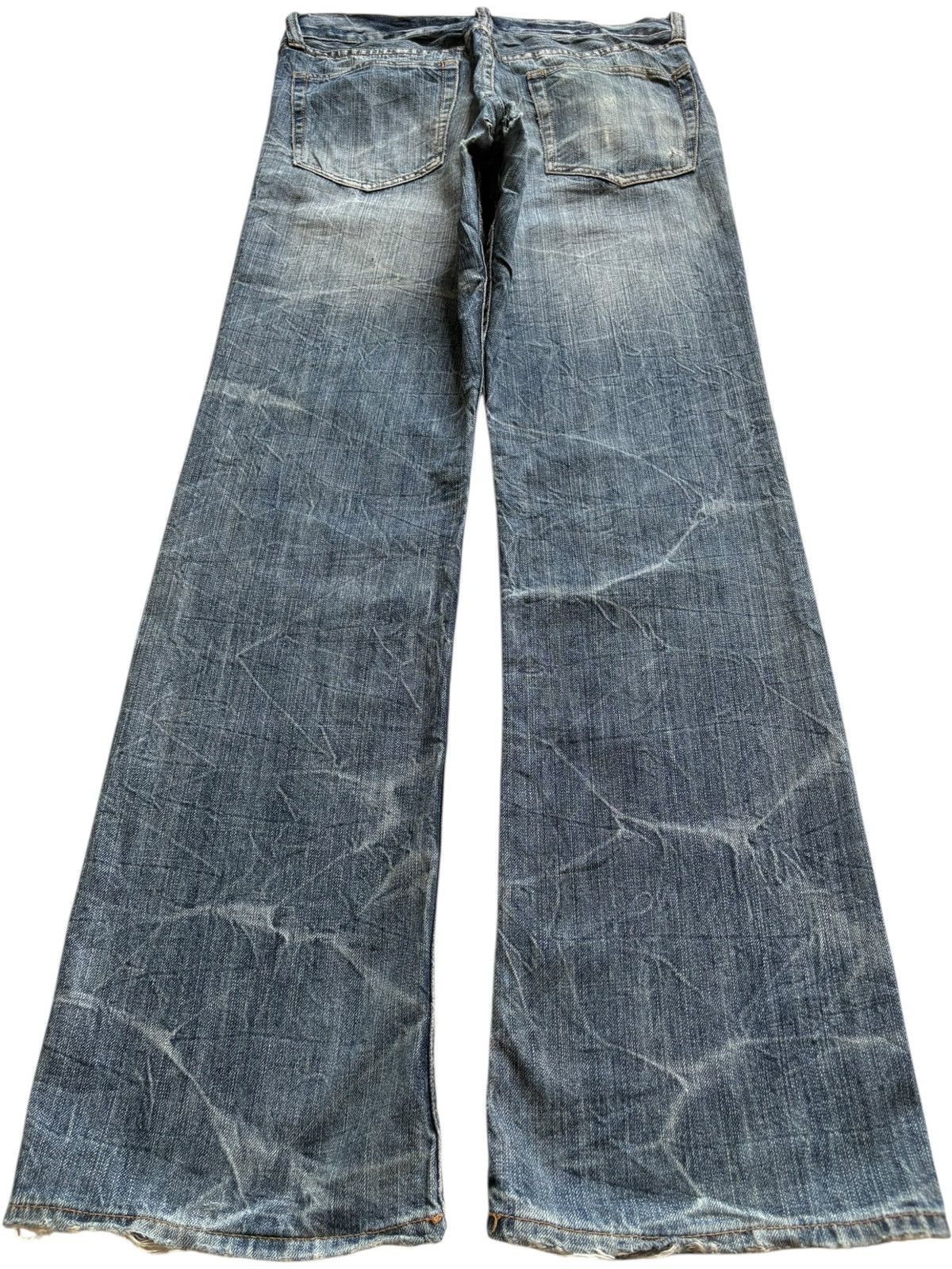 Japanese Brand Vintage Japanese Brand Crack Wash Distressed Flare Jeans Size US 32 / EU 48 - 2 Thumbnail