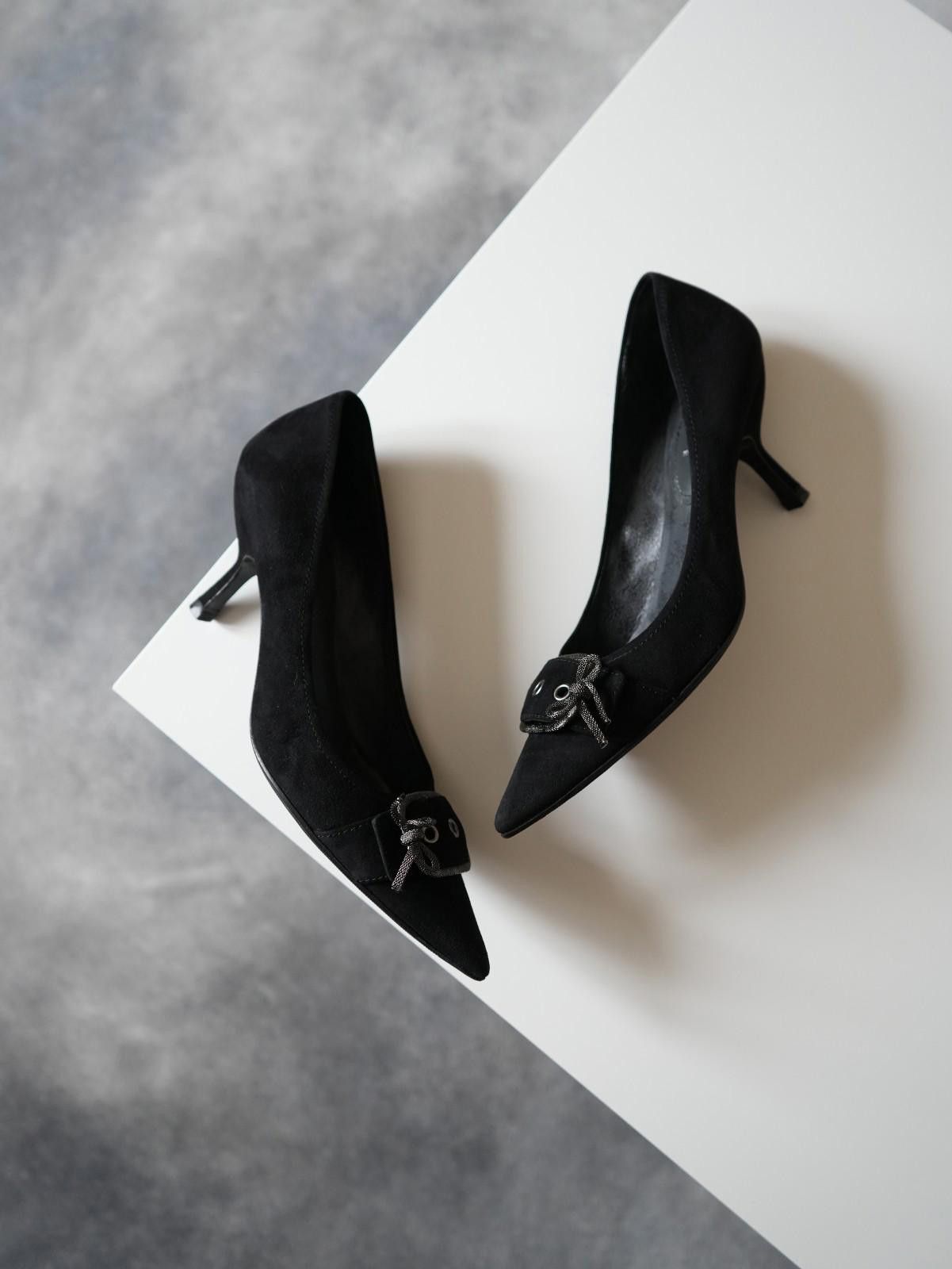 Miu Miu 2000s Miu Miu Suede Bow Buckle Pointed Toe Heel Pump Size US 8.5 / IT 38.5 - 7 Thumbnail