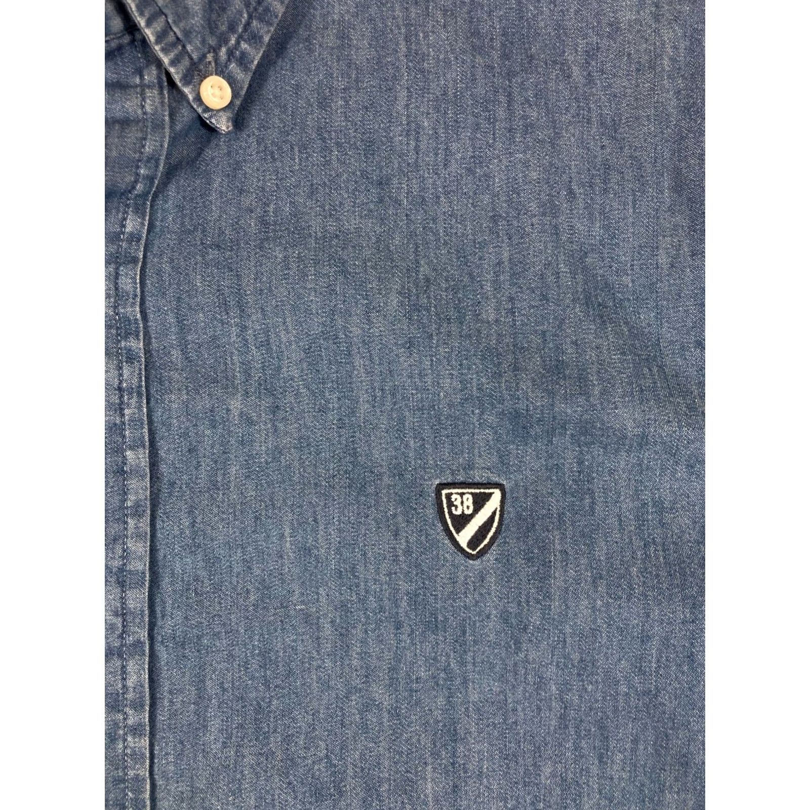 Cremieux Cremieux Classics Denim Button Down Shirt Mens XL Blue Cotton Short Sleeve Western Leveraging Button-Up Style Size US XL / EU 56 / 4 - 5 Thumbnail