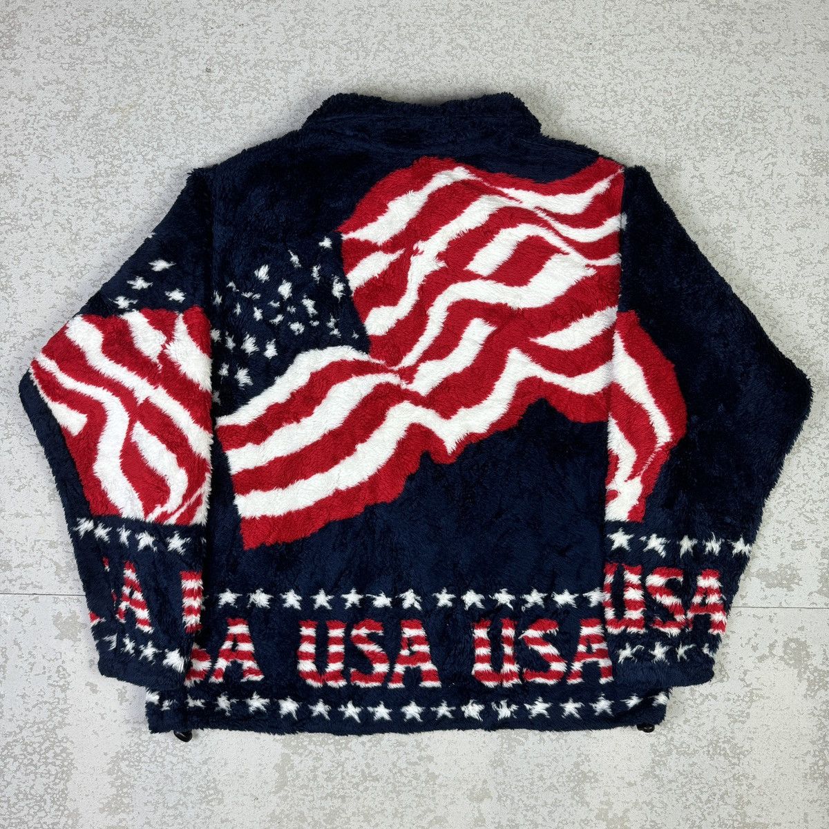 Japanese Brand 💥Black Mountain USA Flag Matted Fleece Nice Jacket Size US S / EU 44-46 / 1 - 5 Thumbnail
