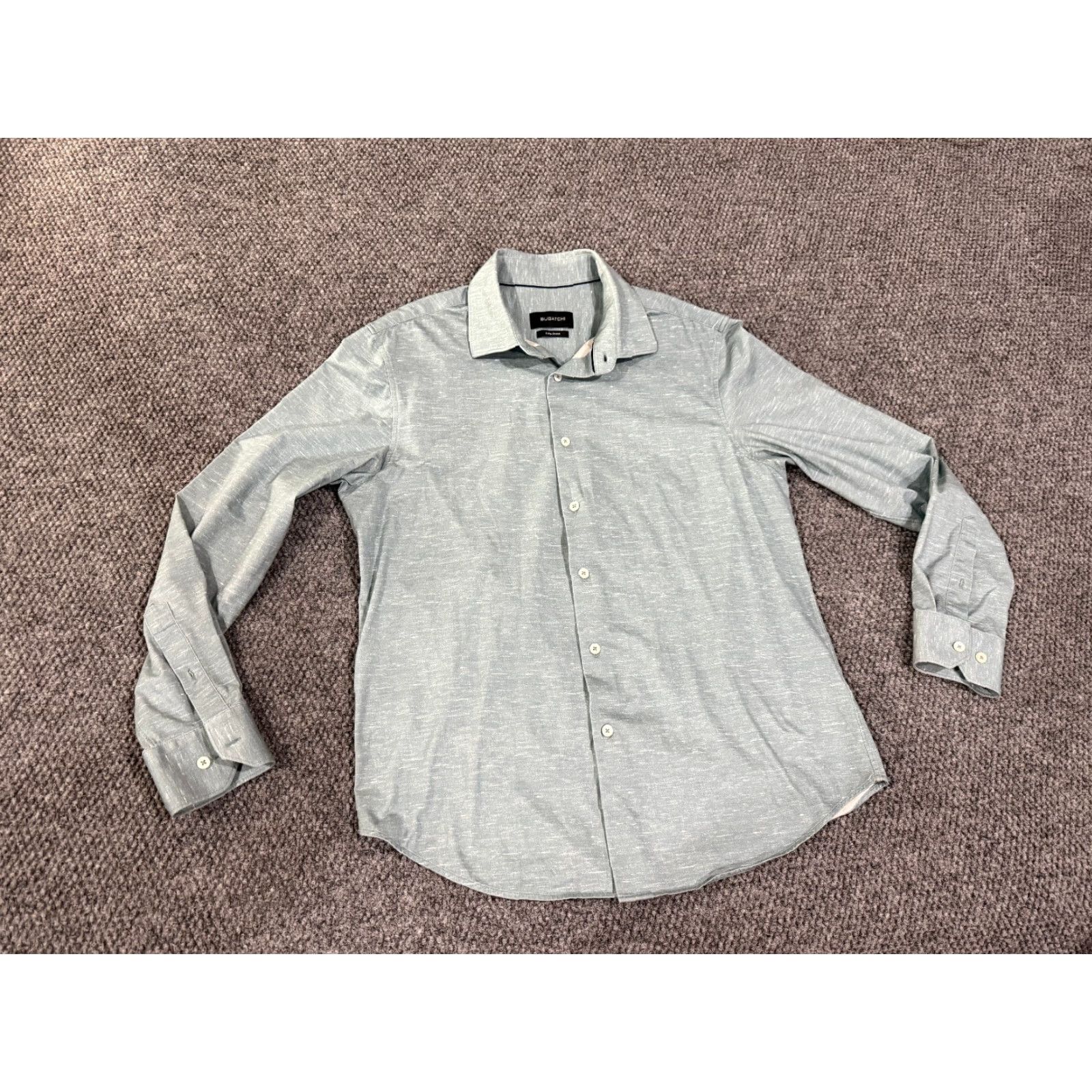 BUGATCHI BUGATCHI Button-Up Shirt Mens L Green 8 Way Stretch Casual Shirt Size US L / EU 52-54 / 3 - 2 Thumbnail