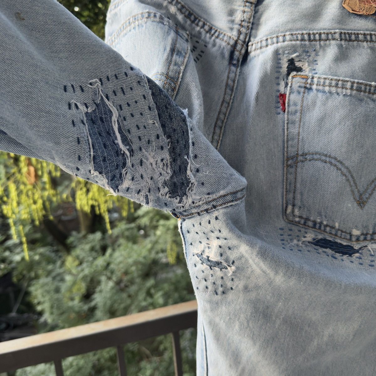 Levi's Levi's 501 Thrashed Faded Repaired Jeans ERD Grunge Chrome Size US 33 - 17 Thumbnail