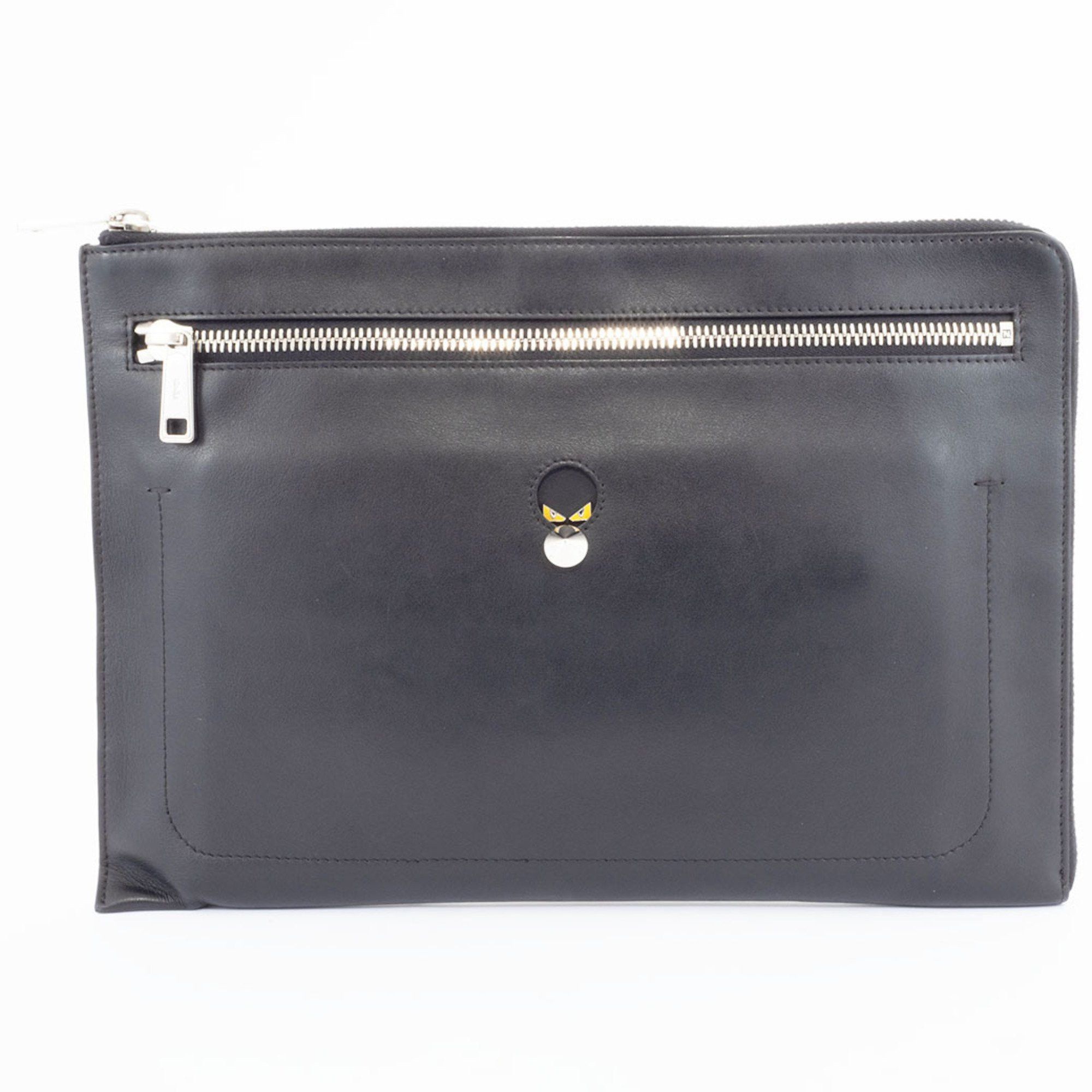 Fendi FENDI Monster Clutch Bag Second 7M0243 Calf Leather Black Men's Size ONE SIZE - 1 Thumbnail