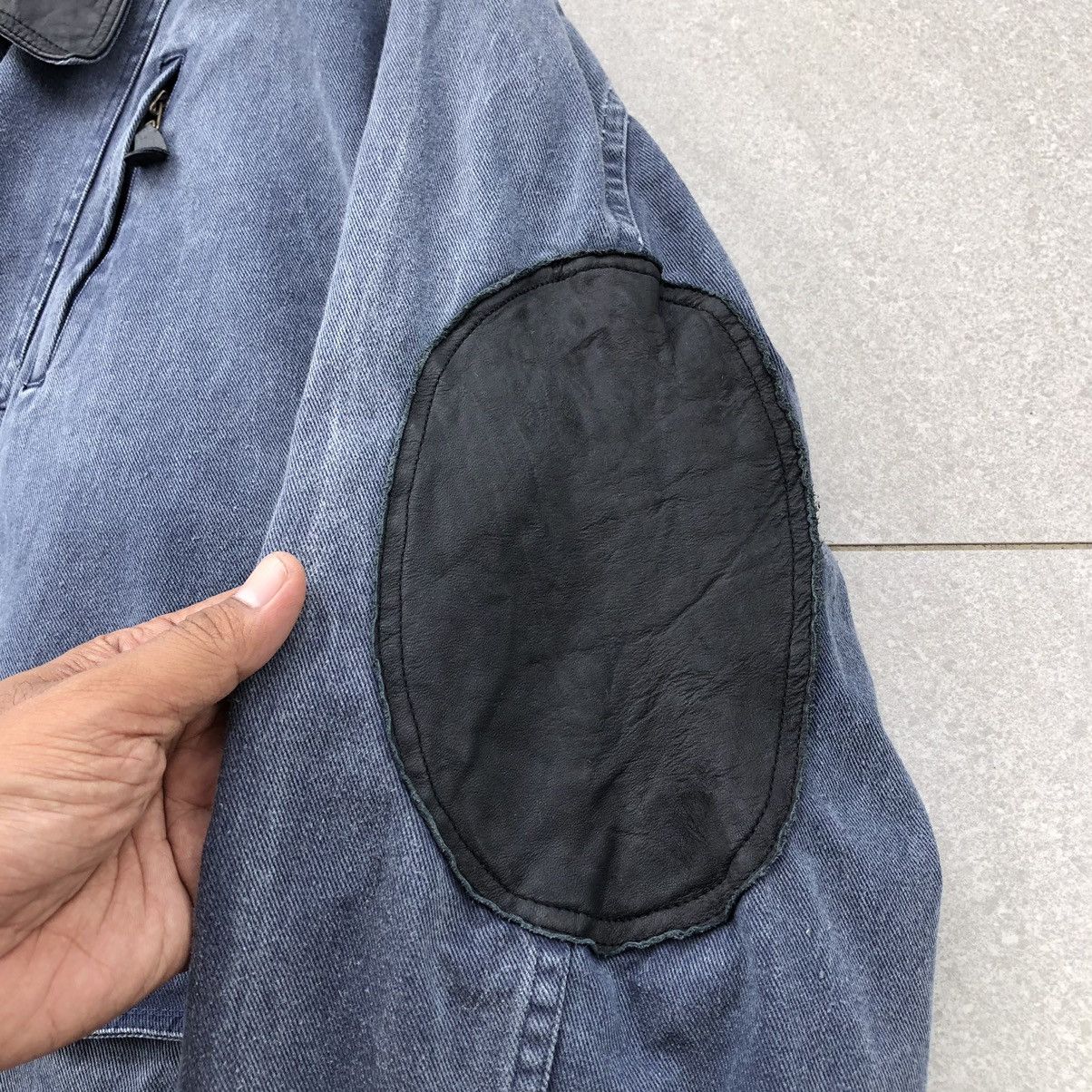 Vintage Vintage SENT HOMME Sun Faded Denim Leather Baggy Jacket Size US M / EU 48-50 / 2 - 9 Thumbnail