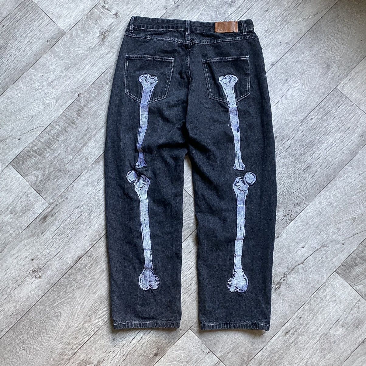 Short En Jean Kapital Japan, Skeleton Bones, Taille 30, Bleu, Neuf