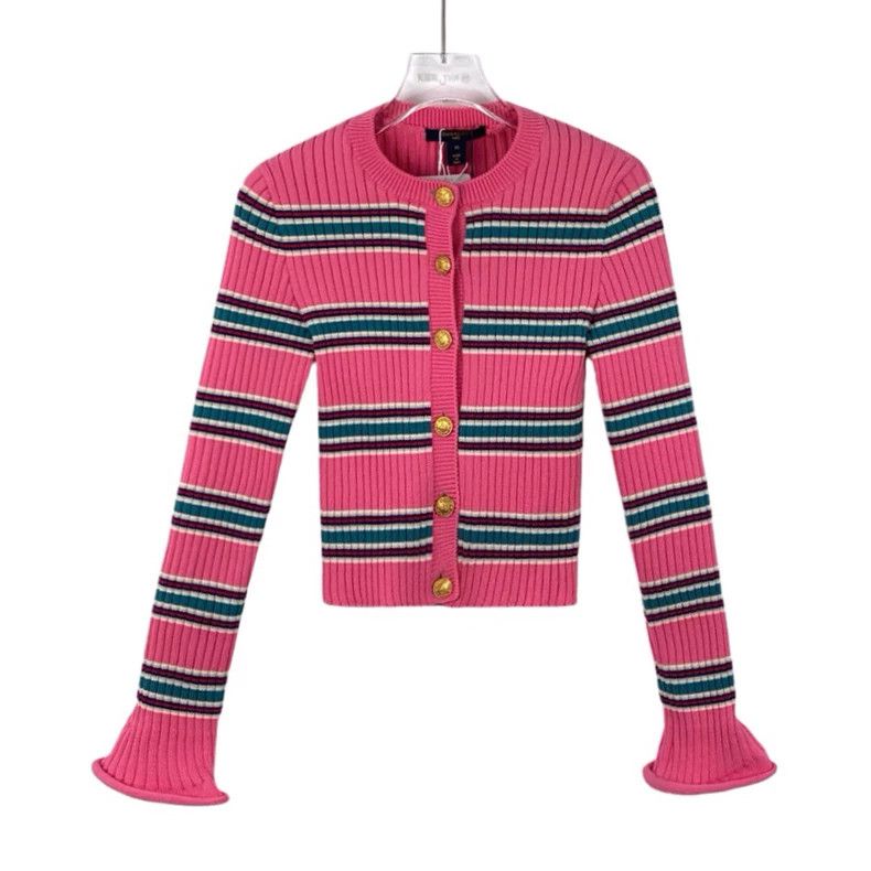 Louis Vuitton Louis Vuitton 22 pink striped wool knit jacket with round Size M / US 6-8 / IT 42-44 - 1 Thumbnail