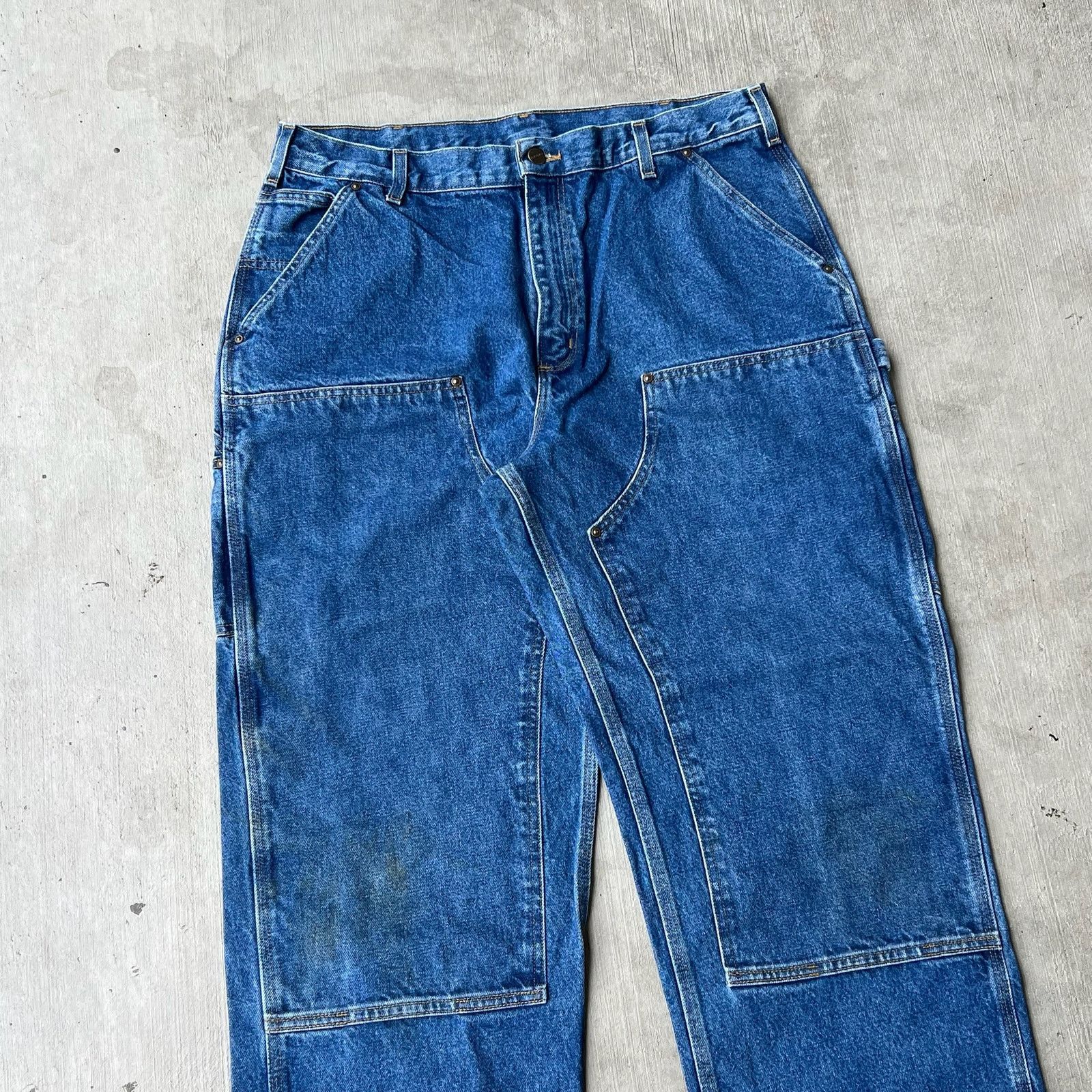 Carhartt × Vintage Carhartt denim blue jean double knee work carpenter pants Size US 35 - 2 Thumbnail