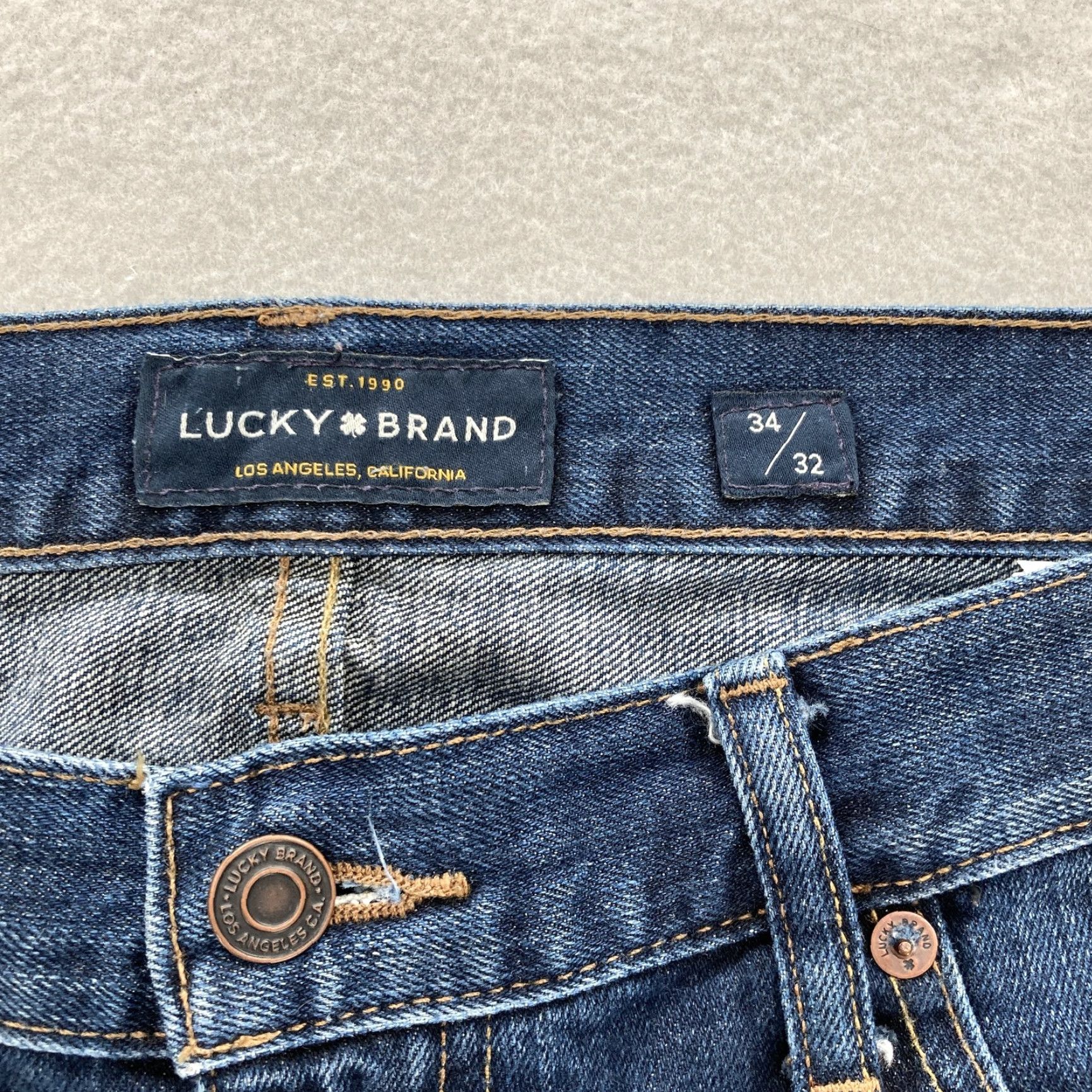 Lucky Brand Lucky Brand Jeans Mens 34x32 410 Athletic Slim Dark Wash Blue Distressed Denim Jeans Size US 34 / EU 50 - 4 Thumbnail