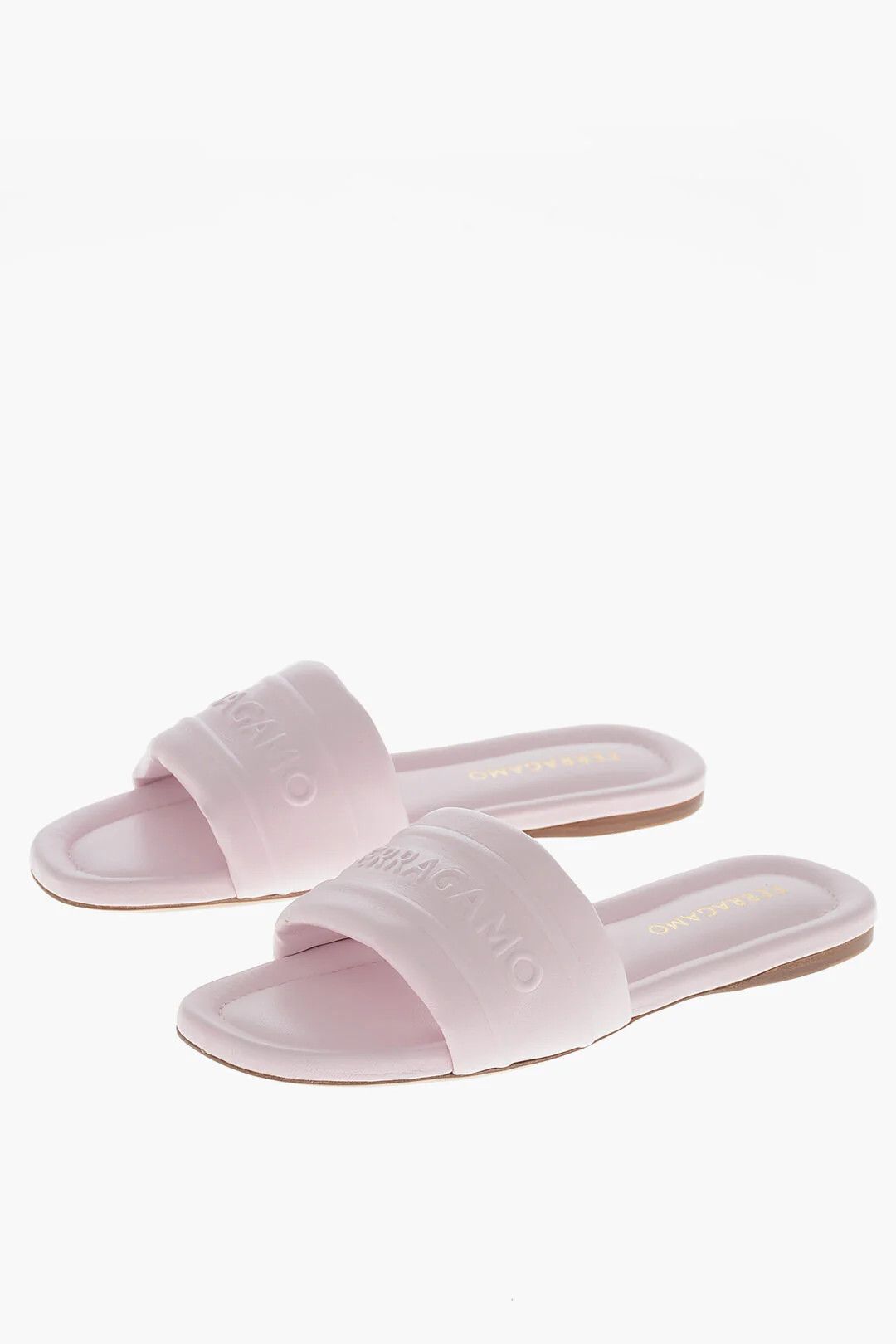 Salvatore Ferragamo og1mm0426 Leather Slides in Pink Size US 8.5 / IT 38.5 - 3 Thumbnail