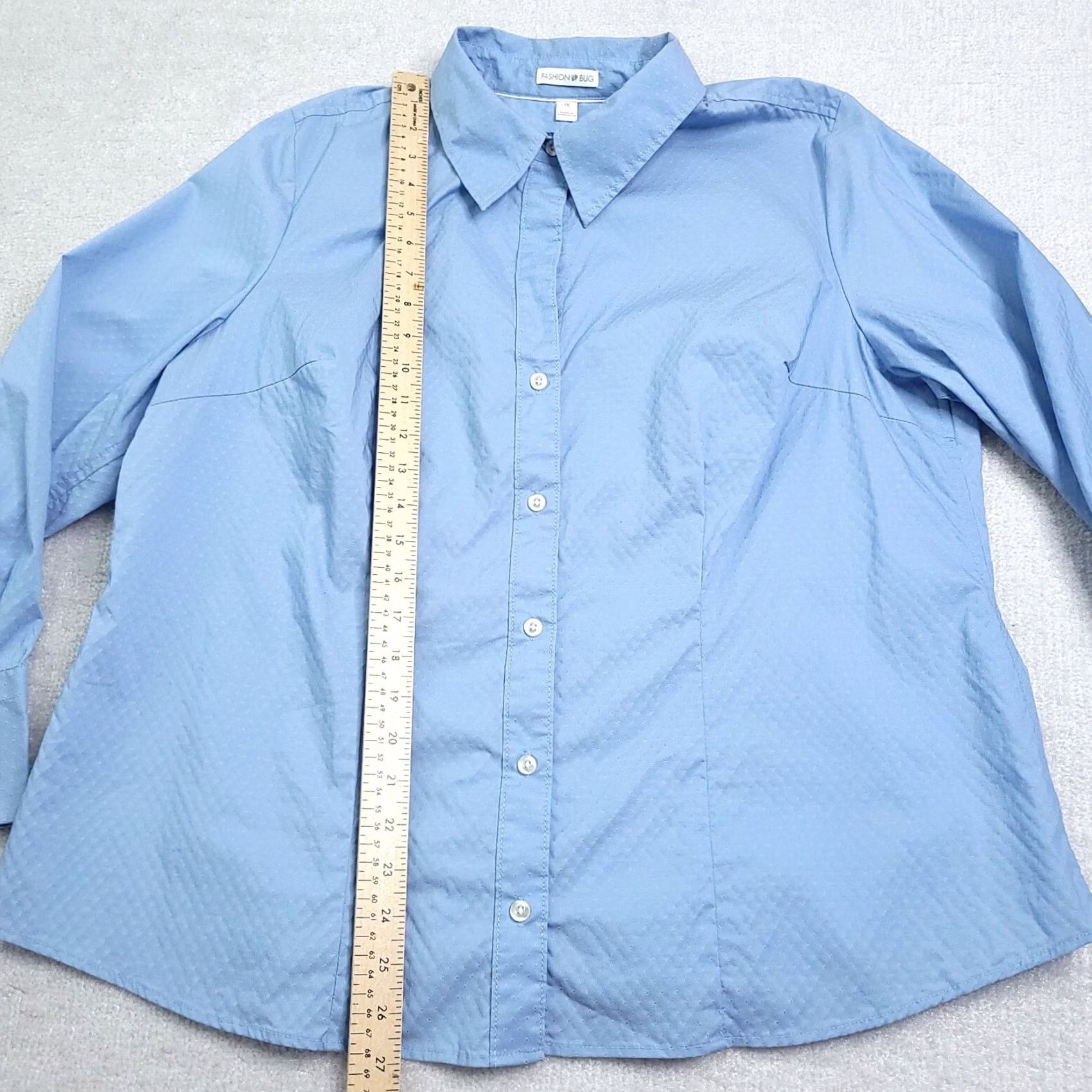 Vintage VINTAGE Fashion Bug Button Up Shirt Women's 1X Blue Pleated Long Sleeve Blouse Size XL / US 12-14 / IT 48-50 - 6 Thumbnail