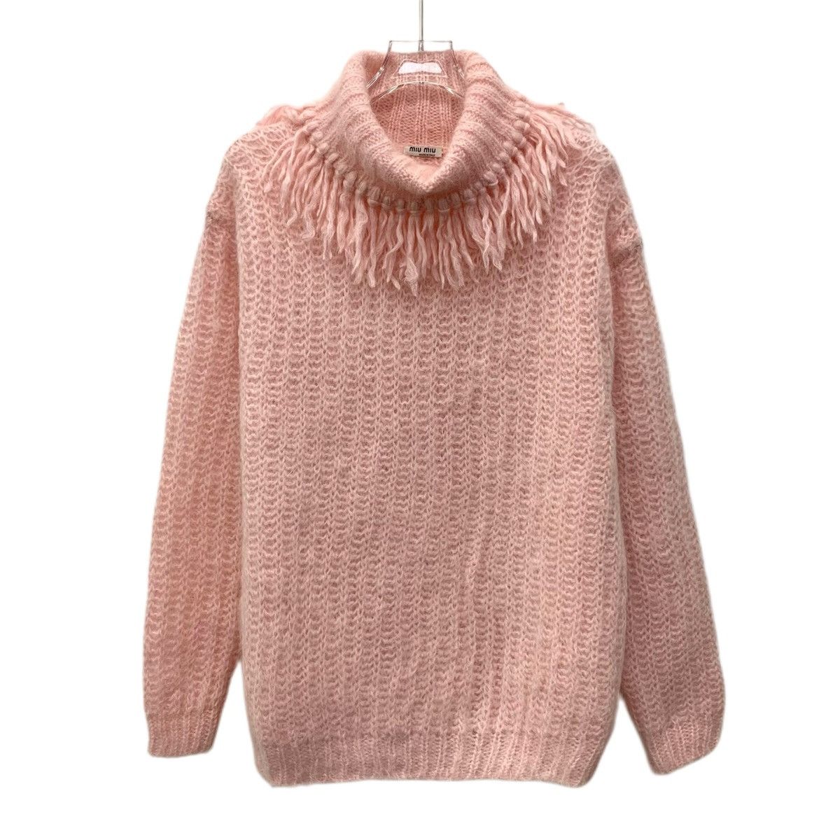 Miu Miu Miu Miu Pink Mohair Fringe High Neck Long Sleeve Sweater Size S / US 4 / IT 40 - 1 Thumbnail