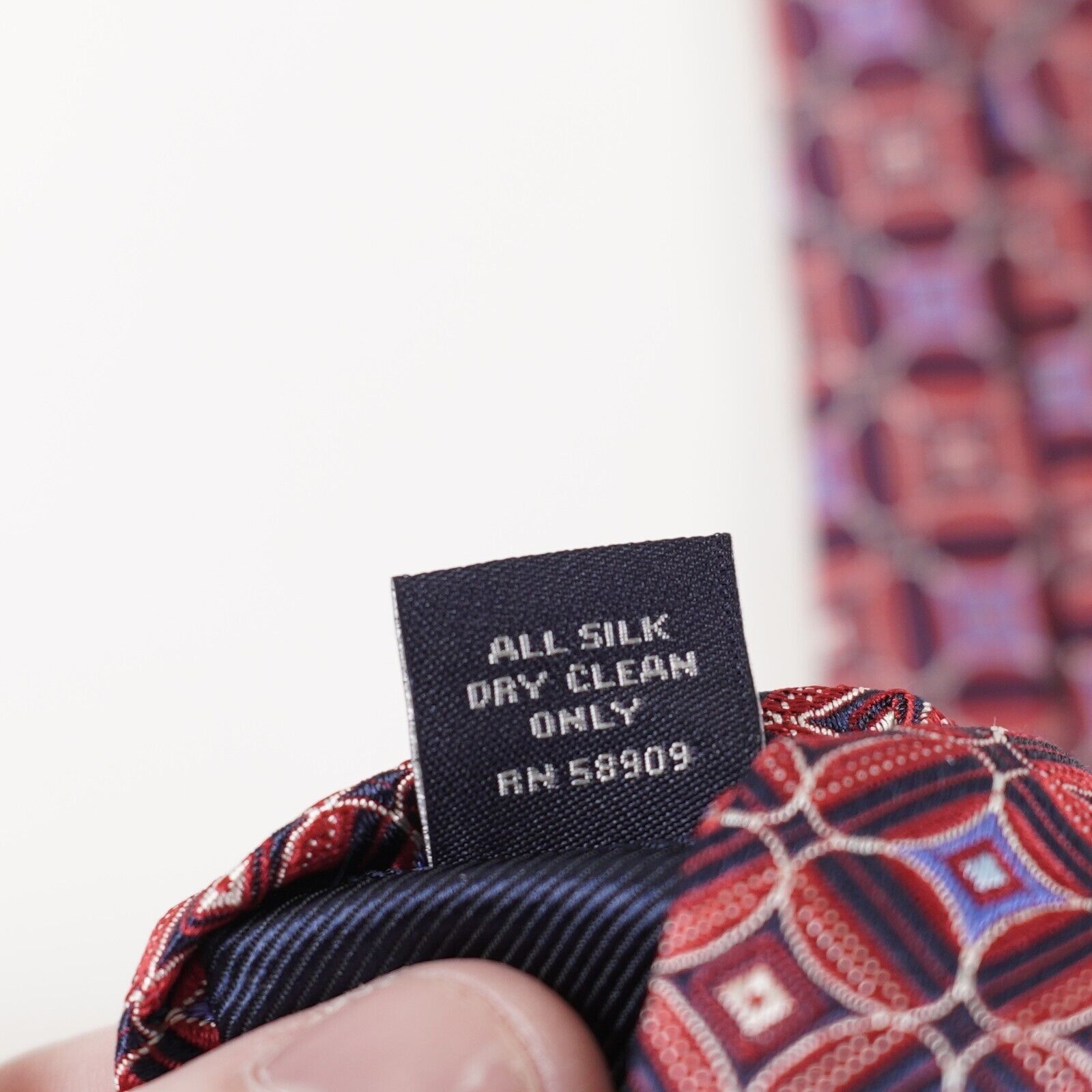Hart Schaffner Marx Hart Schaffner Marx Red Blue Geometric Woven Silk Tie Size ONE SIZE - 5 Thumbnail