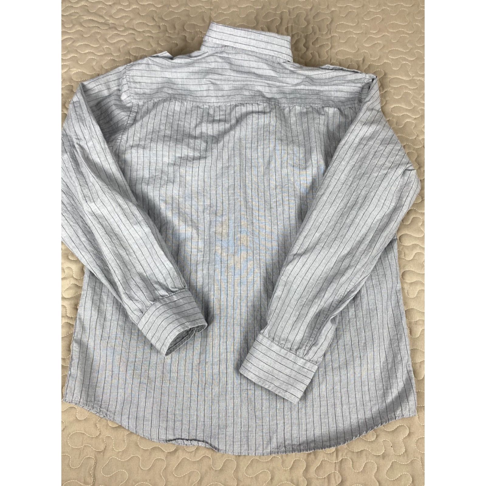 Vintage VINTAGE Eighty Eight Plantinum Mens Pinstripe Gray Long Sleeve Military Shirt Sz L Size US L / EU 52-54 / 3 - 4 Thumbnail