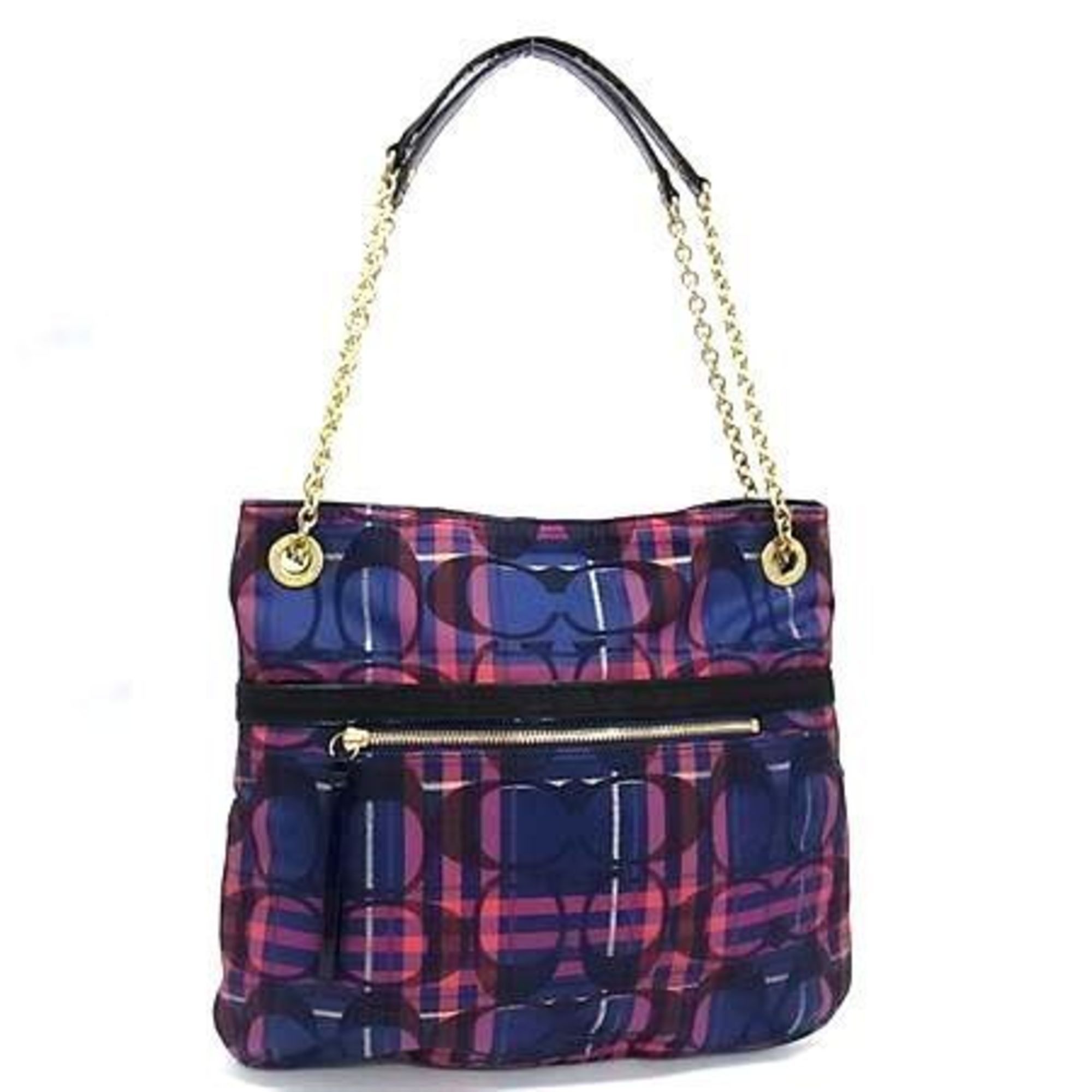 Coach COACH Signature Shoulder Bag 21136 in Multicolor Canvas with Check Pattern and Chain. Size ONE SIZE - 1 Thumbnail