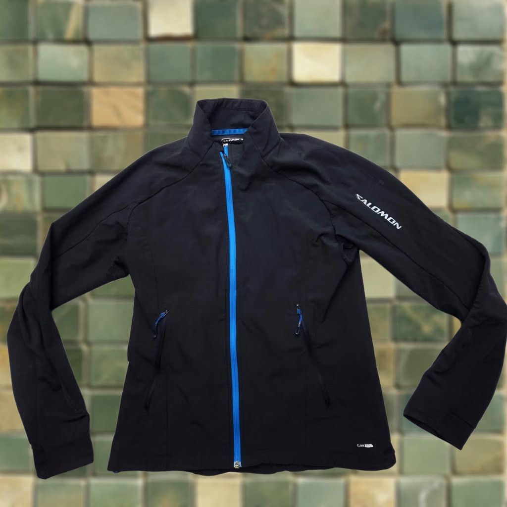 Salomon Salomon Windbreaker Jacket Womens Large Black Softshell Zip Full Zip Outdoor Style Logo Trail Windbreaker Female L Regular Active Size L / US 10 / IT 46 - 1 Thumbnail
