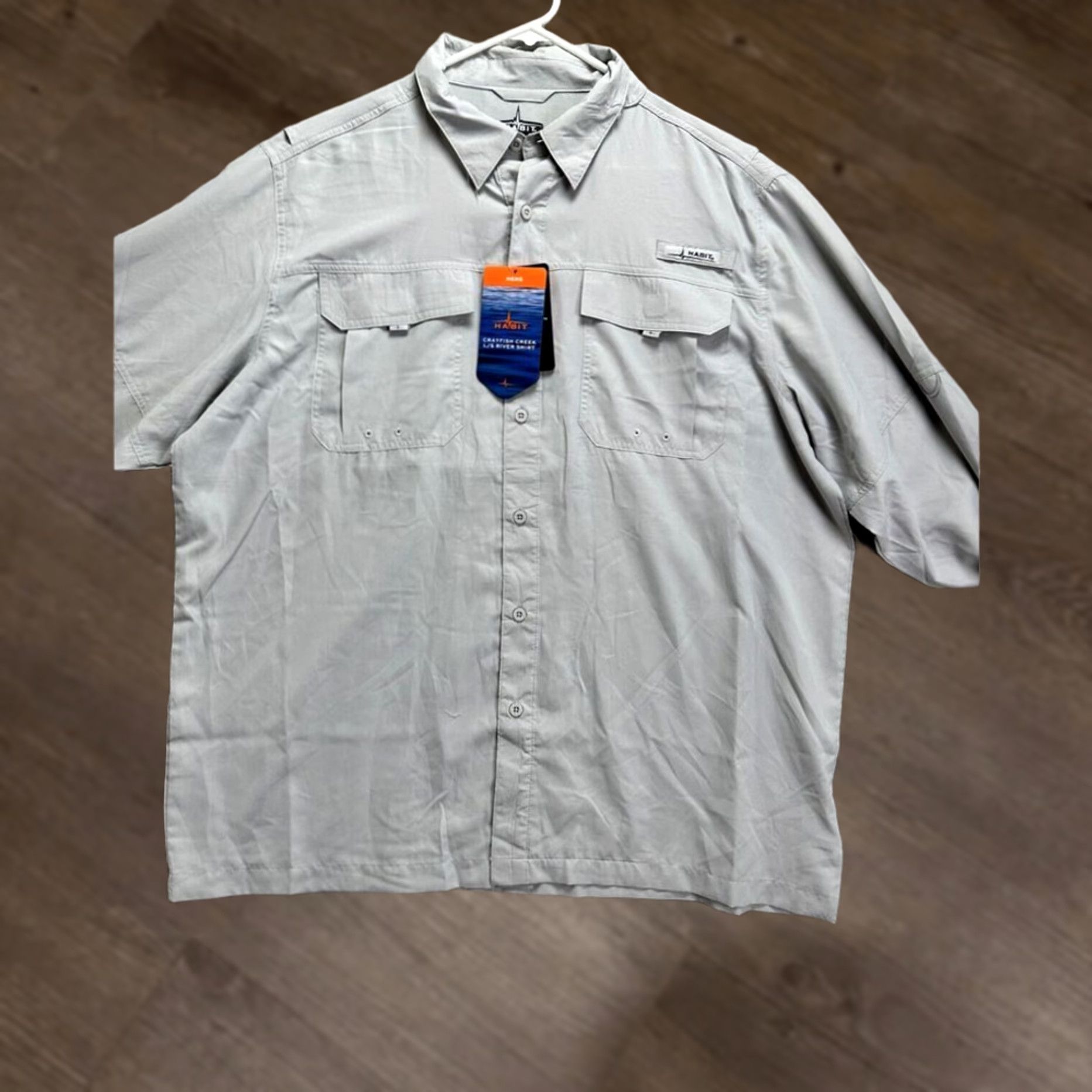 Habitat Habit Shirt Men XL Grey Crayfish Creek River Vented Button Up Pocket NEW Size US XL / EU 56 / 4 - 1 Thumbnail