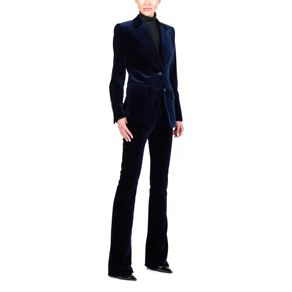 Tom Ford o1loc1c1224 PAW472 Velvet Pant in Navy Blue Size 28" / US 6 / IT 42 - 2 Thumbnail