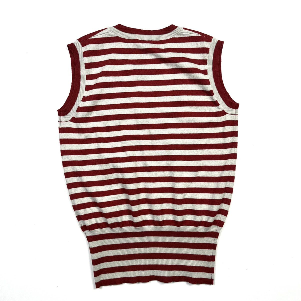 Jil Sander × Vintage JIL SANDER Navy Striped Scoop Neck Luxury Vintage White Red Size L / US 10 / IT 46 - 4 Thumbnail