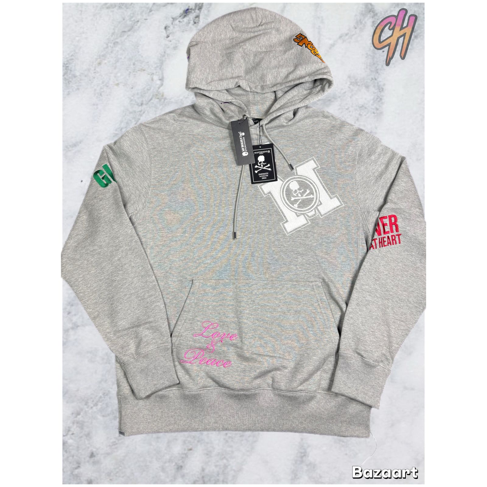 Mastermind Japan Mastermind World "All-Over" Embroidered Grey Hoodie MD Size M / US 6-8 / IT 42-44 - 1 Thumbnail