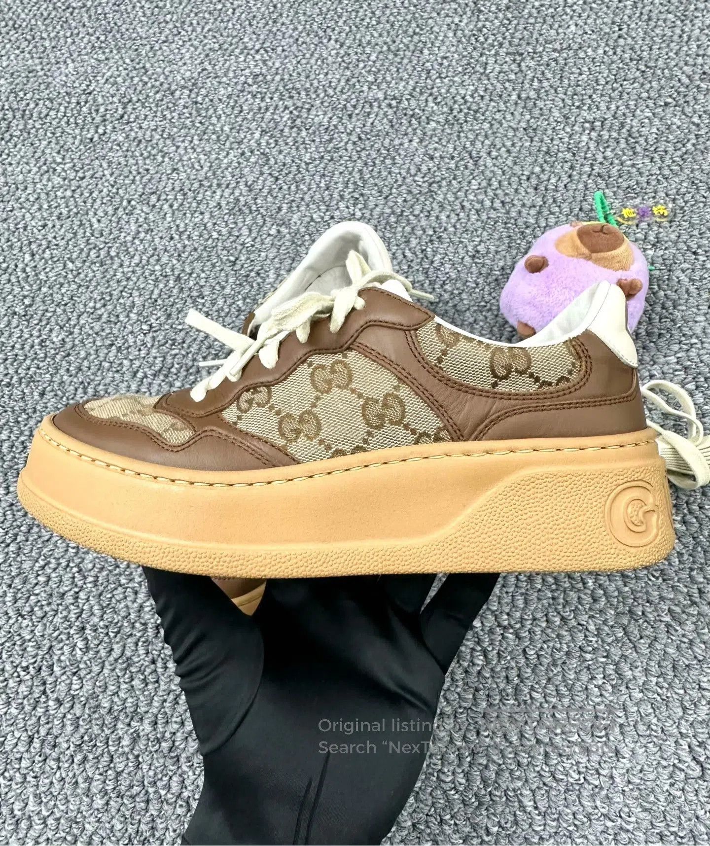 Gucci Guicci Brown Double G Full Print Biscuit Shoes| Size US 6 / IT 36 - 3 Thumbnail