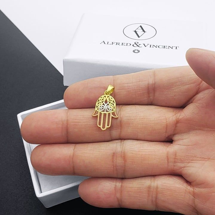 Other Hamsa Hand Evil Eye Luck Charm 14k 3-Tone Gold Pendant Size ONE SIZE - 3 Thumbnail