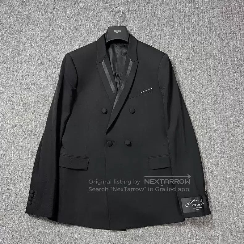 Dior Dior 18fw black double-breasted silk segment collar armban Size 54R - 1 Thumbnail