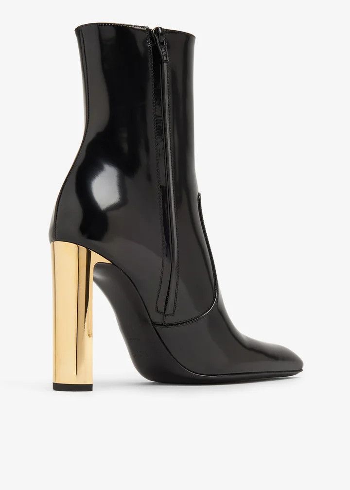 Saint Laurent Paris oc11z1125 Auteuil Booties in Glazed Leather in Black Size US 8 / IT 38 - 3 Thumbnail
