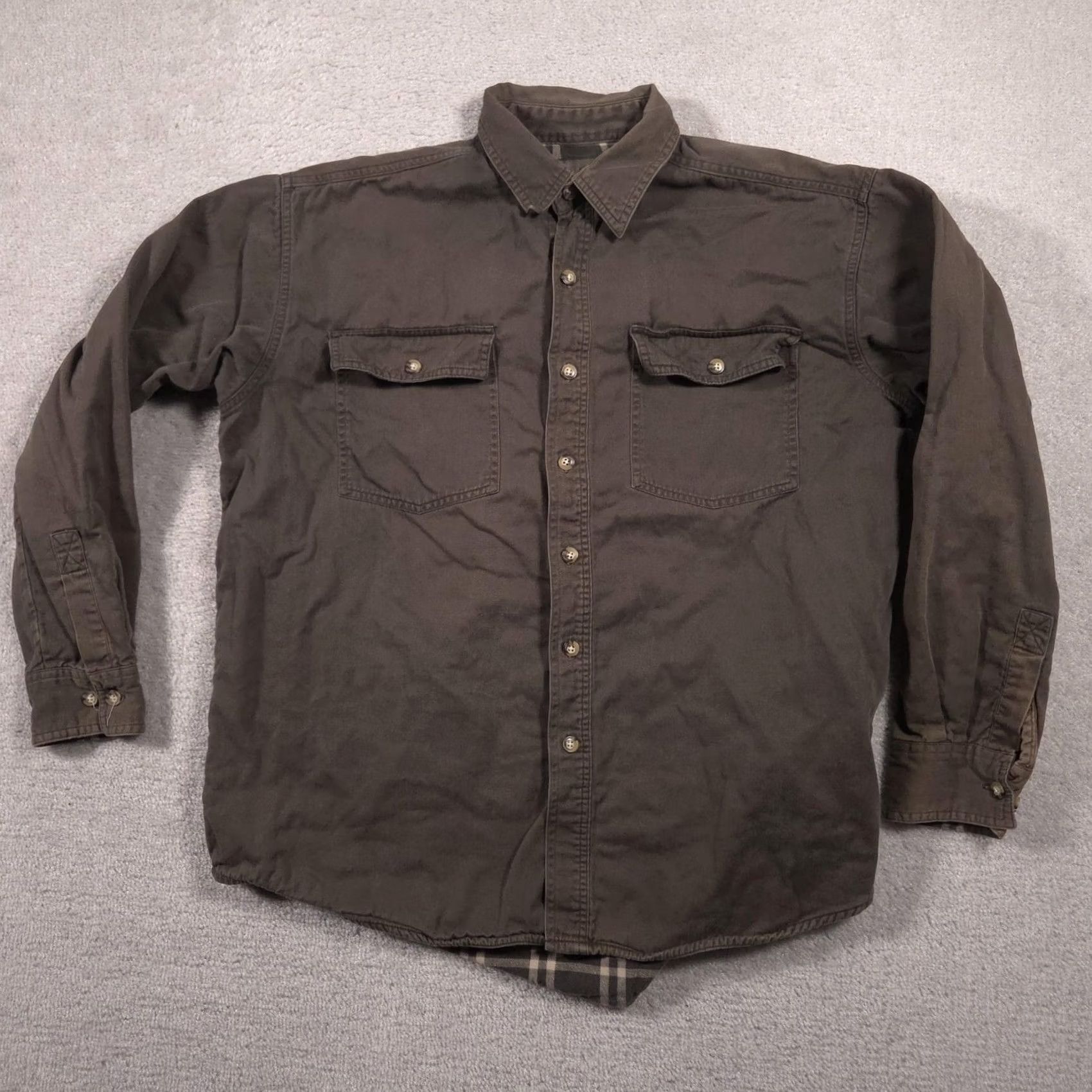 Vintage Expeditions Shirt Mens Large Green Twill Flannel Lined Button Front Workwear Size US L / EU 52-54 / 3 - 2 Thumbnail