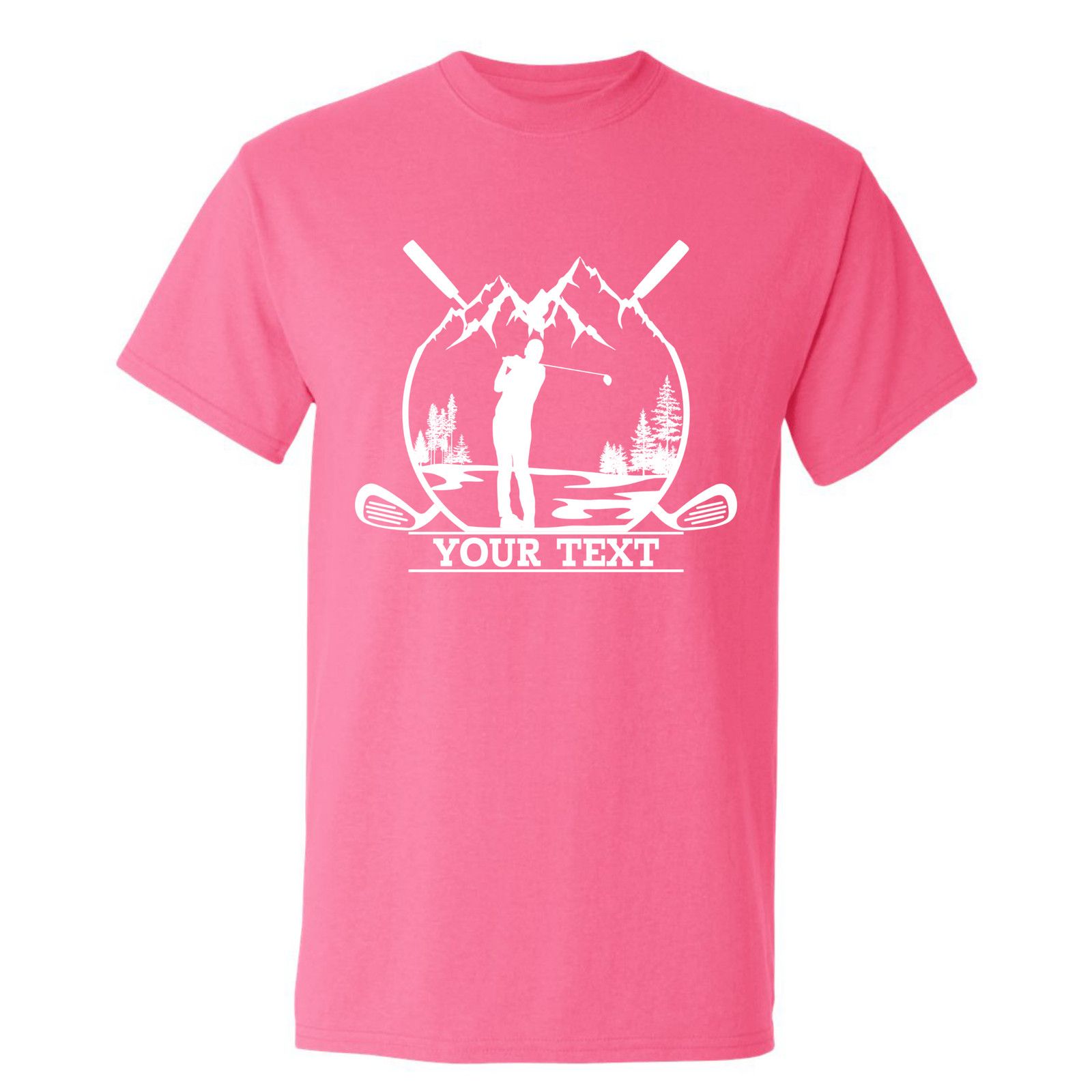 Gildan Personalized Golfer in Nature Scenery Custom Text T-Shirt Size US L / EU 52-54 / 3 - 16 Thumbnail