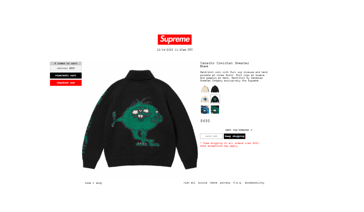 Supreme camacho hot sale crewneck