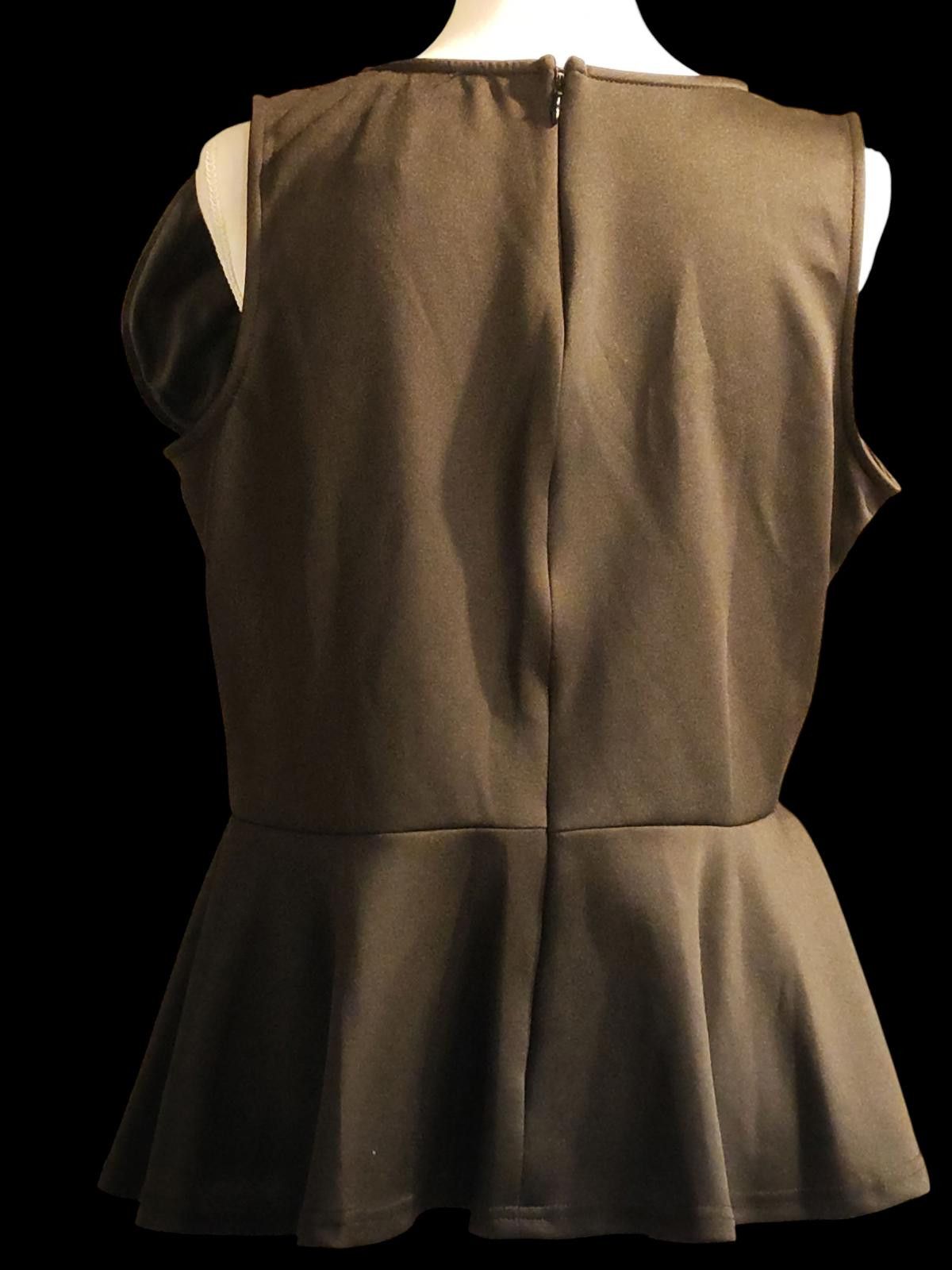 Other Ashley Stewart Black Sleeveless Peplum Top w Decorative Bow Size XXL / US 16-18 / IT 52-54 - 6 Thumbnail