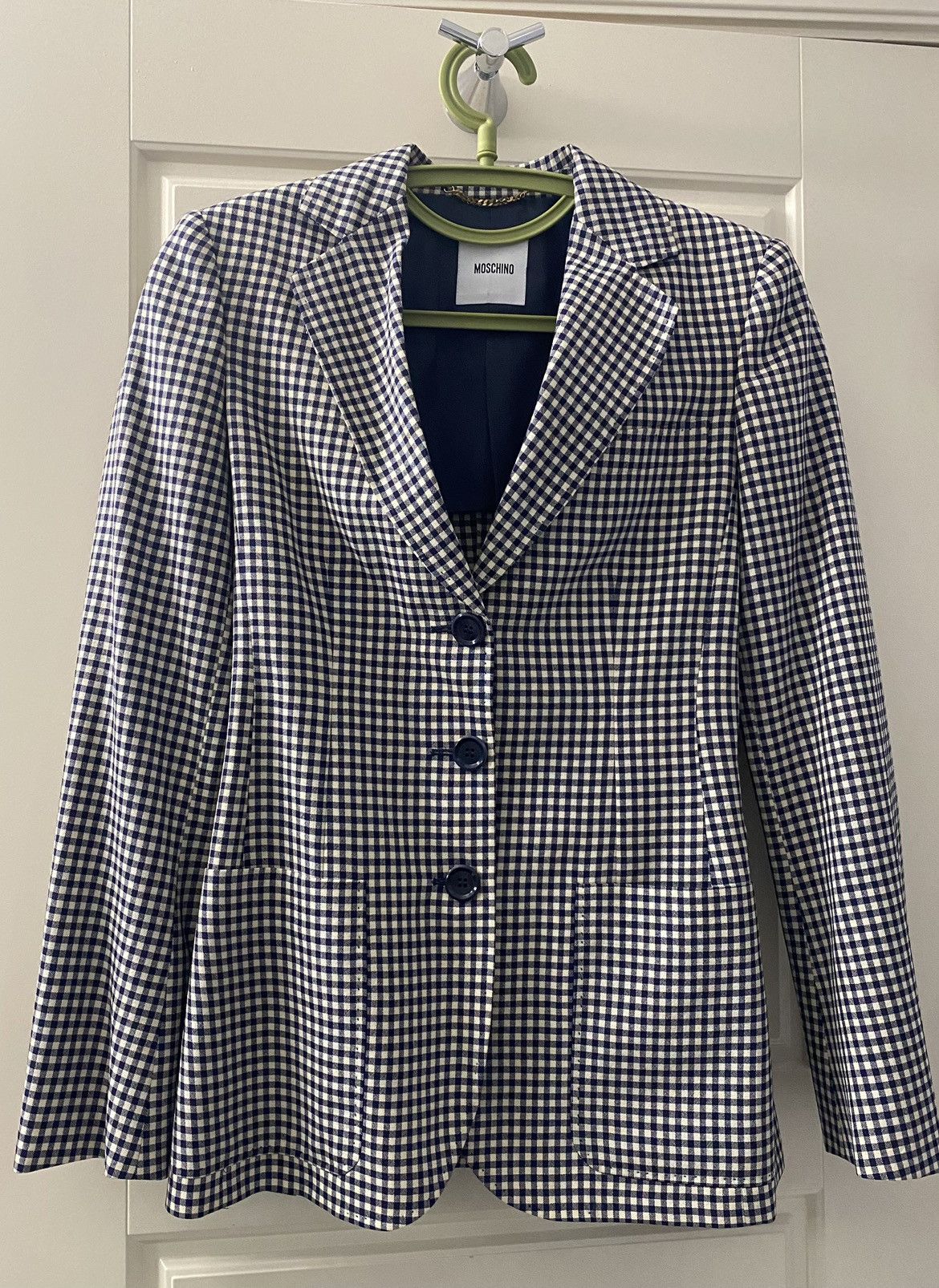 Moschino Blue/White Plaid Blazer Size S / US 4 / IT 40 - 4 Thumbnail